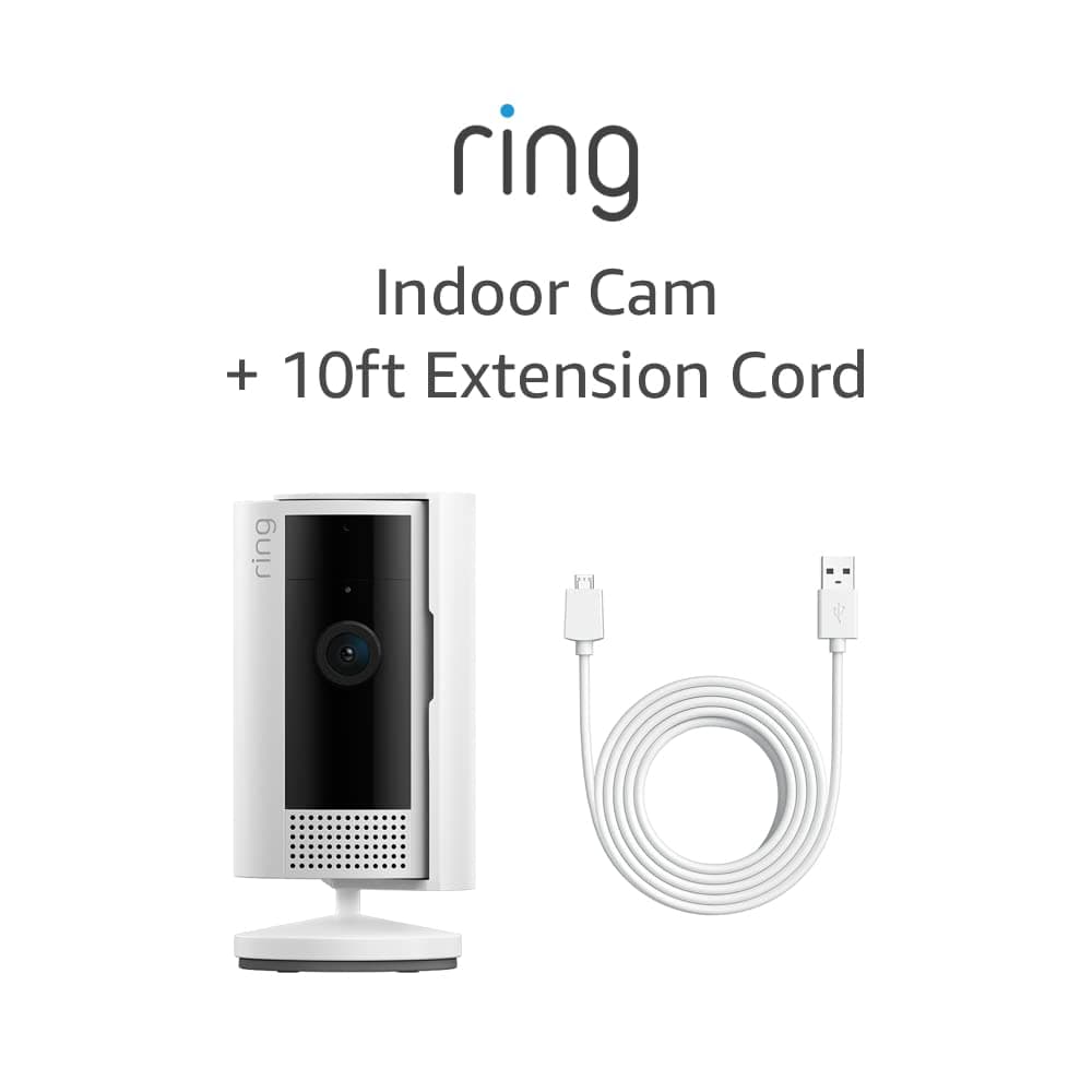 Ring All-new Ring Indoor Cam (2nd Gen), White with 10 ft. USB-A to Micro USB Power Cable