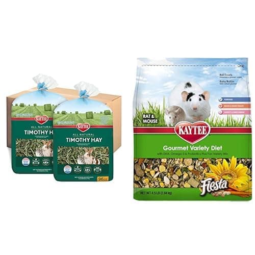 Kaytee All Natural Timothy Hay, 12 lb Fiesta Pet Mouse and Rat Food, 4.5 lb Bundle