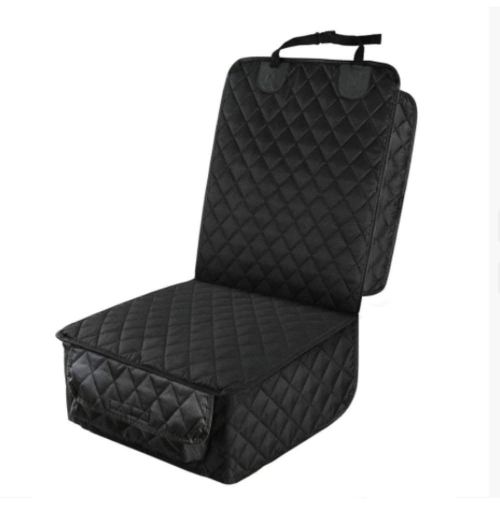 Front Seat Cover, Full Protection Dog Car Seat Cover with Side Flaps, Universal Captain Chair Seat Cover for Cars Trucks SUVs, Scratch-Proof, Nonslip, Easy to Install & Clean, Black