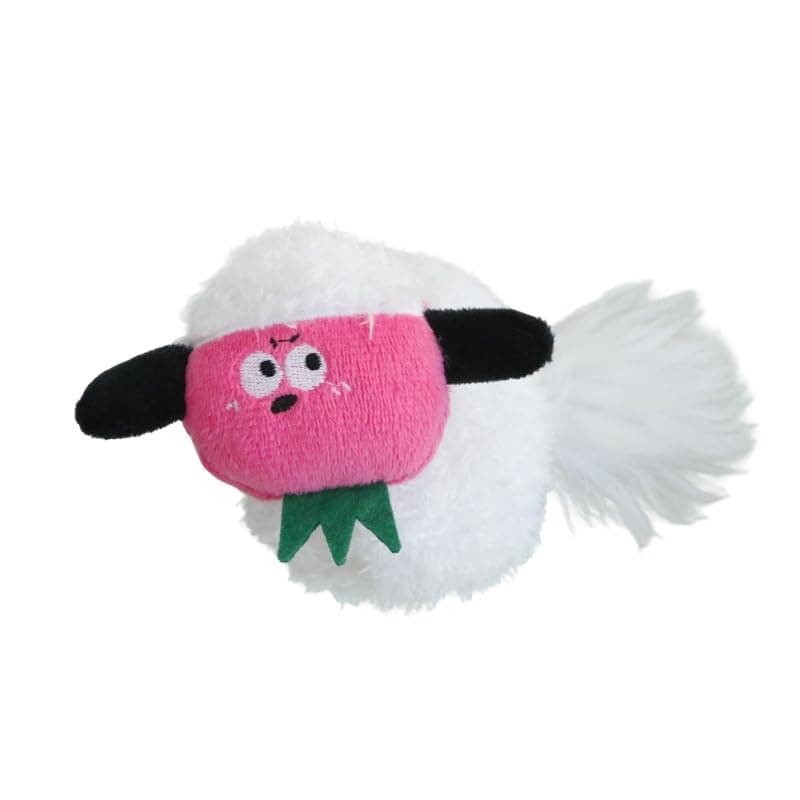 Strawberry Sheep Cat Plush Toy with Catnip and Bell, Cute Self-Play Chew Toy for Cats