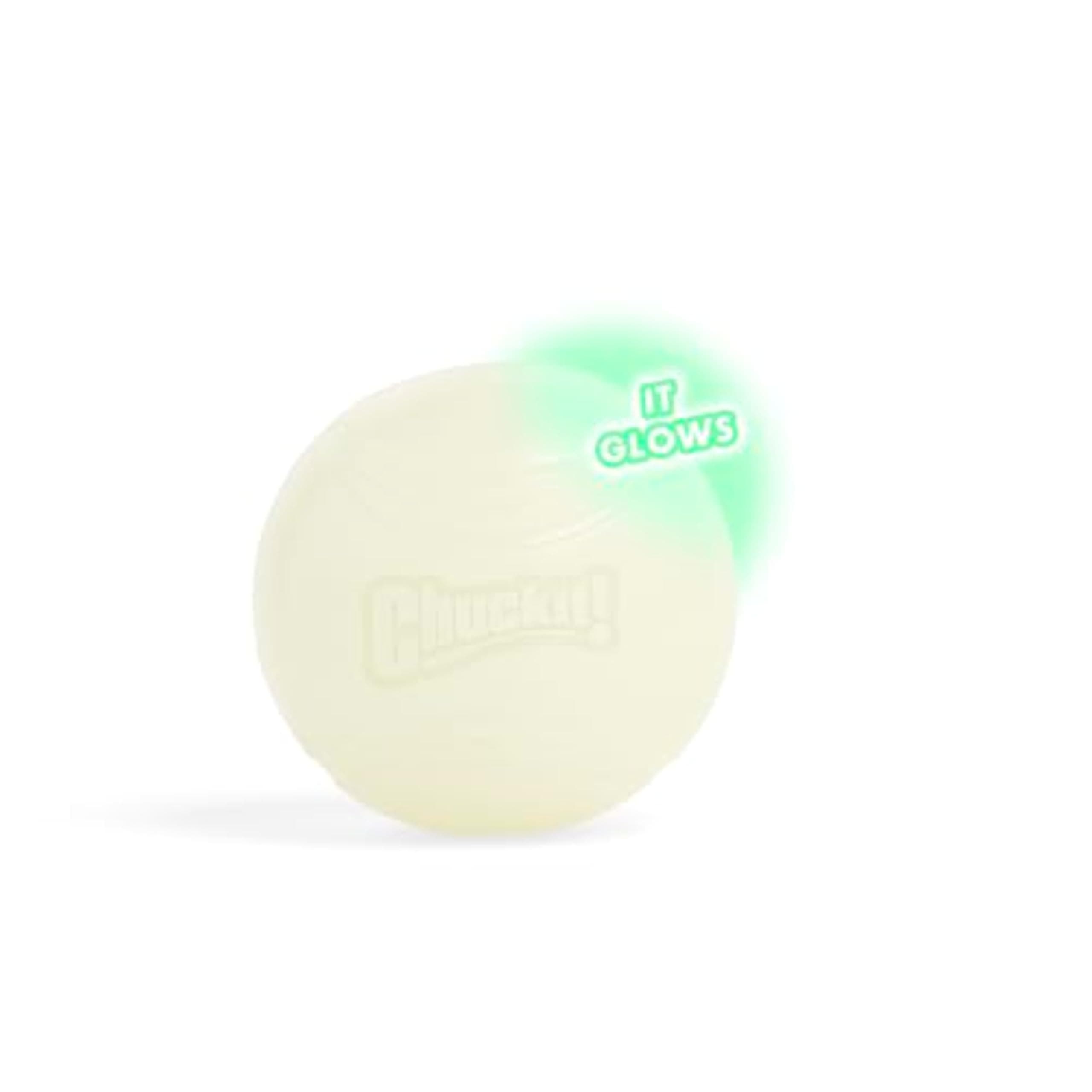 Chuckit! Glow in the Dark Bouncy Ball for Dogs, Chuckit Dog Toy, Max Glow Balls - Large, 3 Inch, Pack of 1 Large Pack of 1
