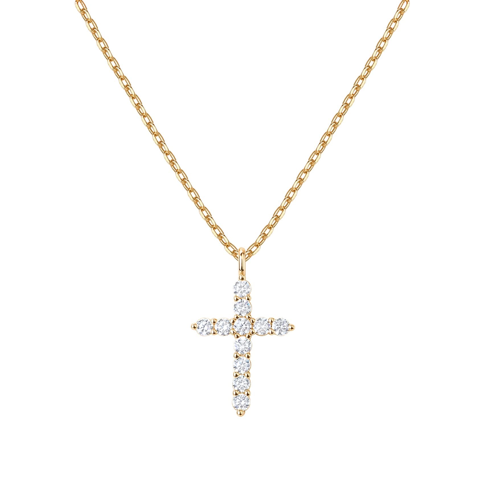 PAVOI 14K Gold Plated Cubic Zirconia Cross Necklace for Women | Cross Faith Pendant Necklaces Yellow Gold 14K Gold Plated