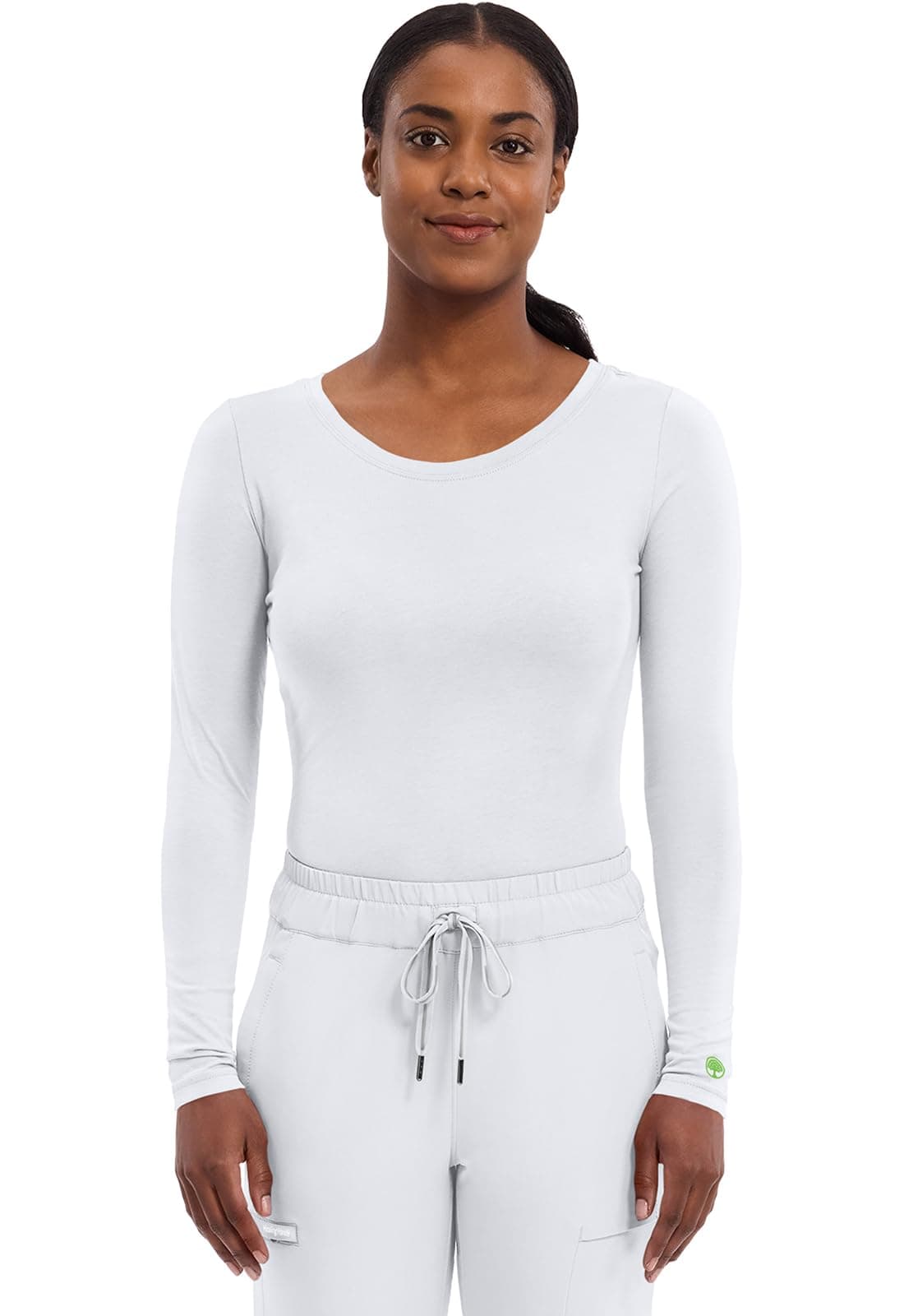 Healing Hands Women's Underscrub Soft Knit Melissa Longsleeve Scrub Tee with Breathable & Easy Care Fabric 5047 Medium White