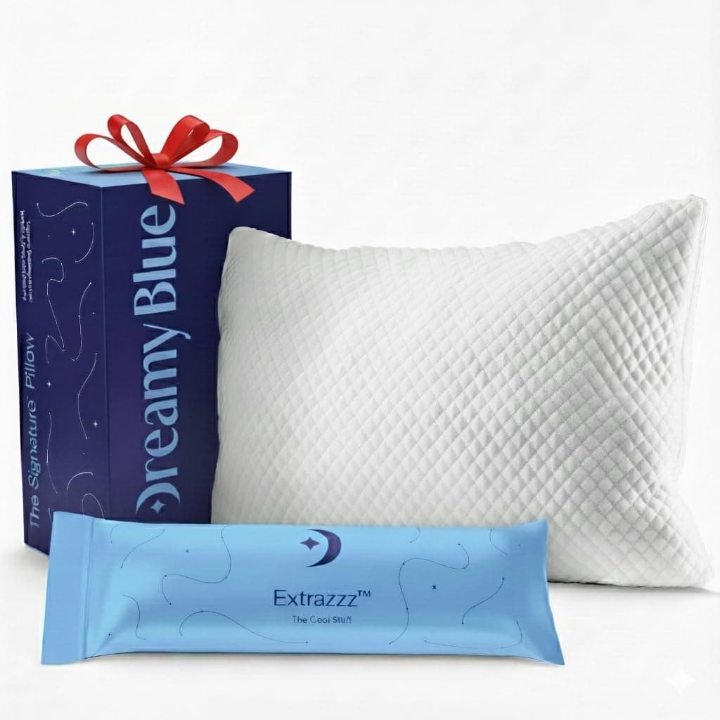 DreamyBlue DreamyBlue Signature Pillow w/Adjustable Loft • Shredded Memory Foam Fill • Neutral Alignment for Side, Back, and Stomach Sleepers • Washable Bamboo Rayon Cover • CertiPUR-US Certified Foam (Queen) Queen (Pack of 1)