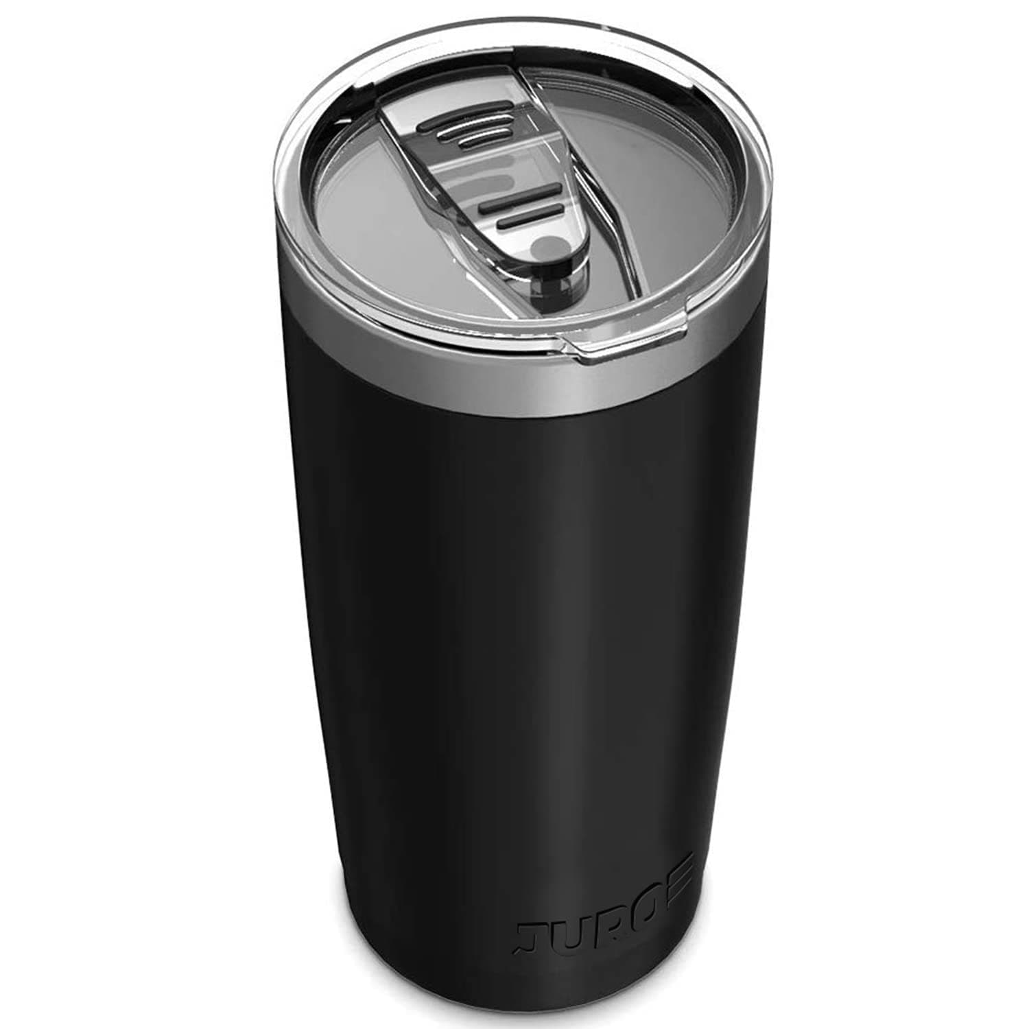 Juro Tumbler 20 Oz Stainless Steel Vacuum Insulated, with Lids and Straw [Travel Mug] Double Wall Water Coffee Cup for Home, Office, Outdoor Works Great for Ice Drinks and Hot Beverage - Black Modern