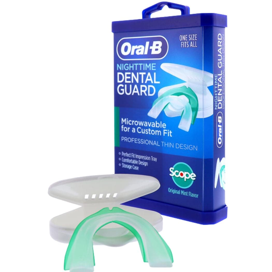 Oral-B Mouth Guard for Grinding Teeth at Night - Nighttime Dental Guard for Sleeping – Moldable Night Guard with Scope Mint Flavor – Less Than 3-Minutes for Custom Teeth Protection 1 Count (Pack of 1)