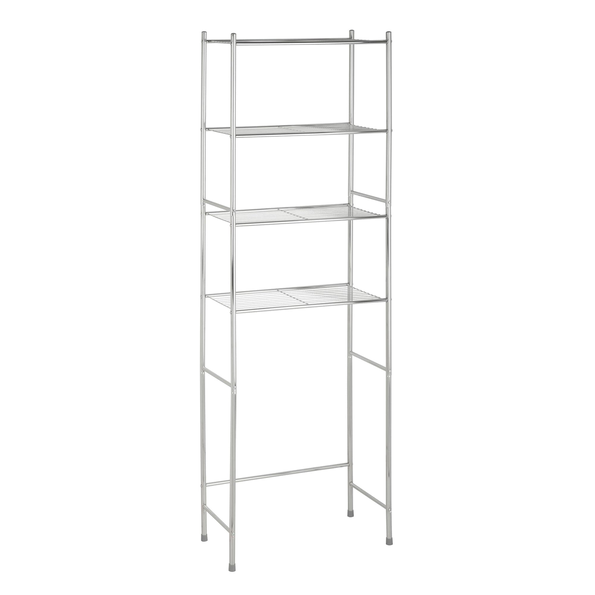 Honey-Can-Do 4-Tier Over-The-Toilet Storage Shelf - Space-Saving Steel Bathroom Restroom Organizer with Neutral Chrome Finish, Ideal for Towels, Toiletries, & Essentials - 24"W x 68"H x 11"D