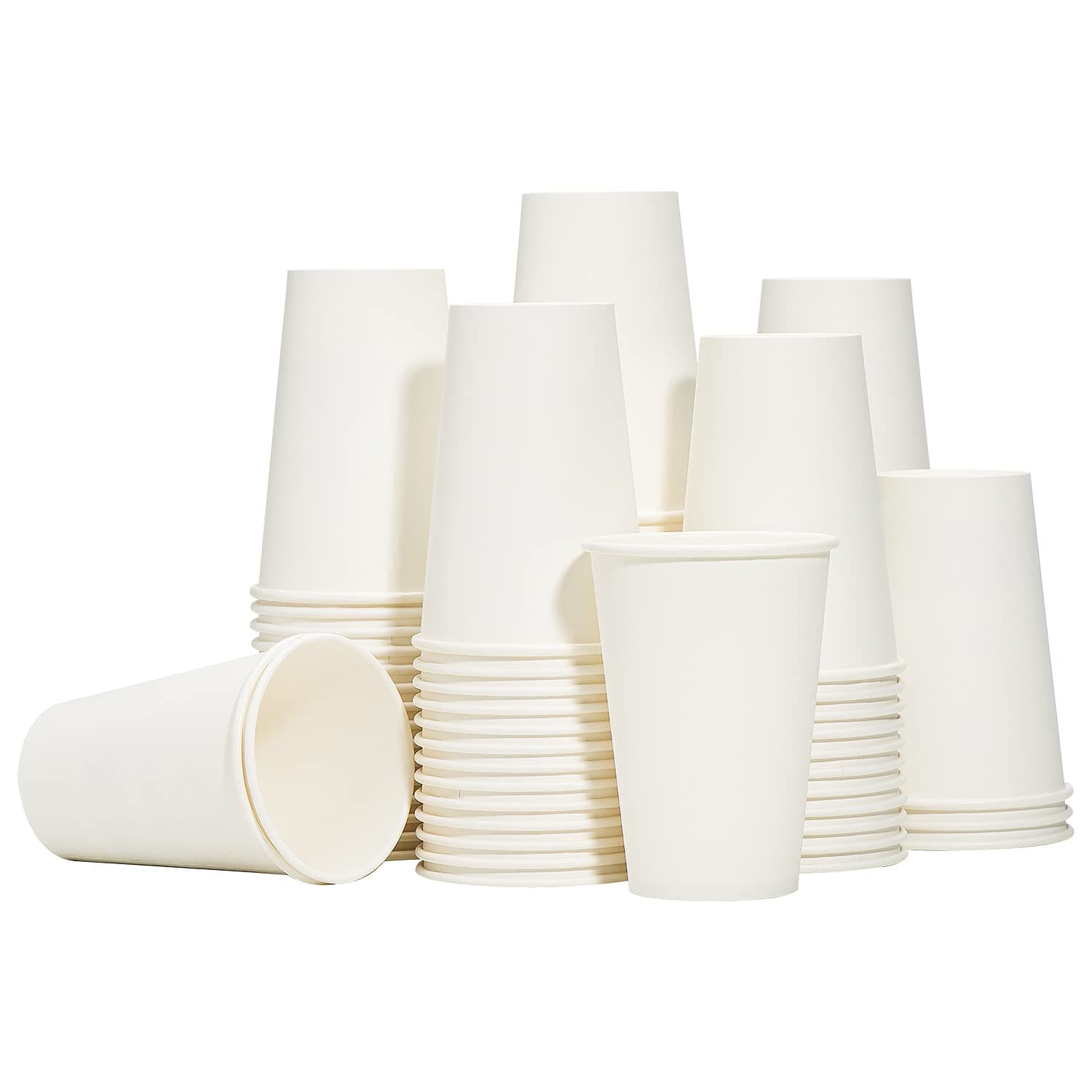 RACETOP Disposable Paper Coffee Cups 12 oz [100 Pack],12 oz White Hot Coffee Paper Cups, Thickened Paper Style 12 oz 100.0