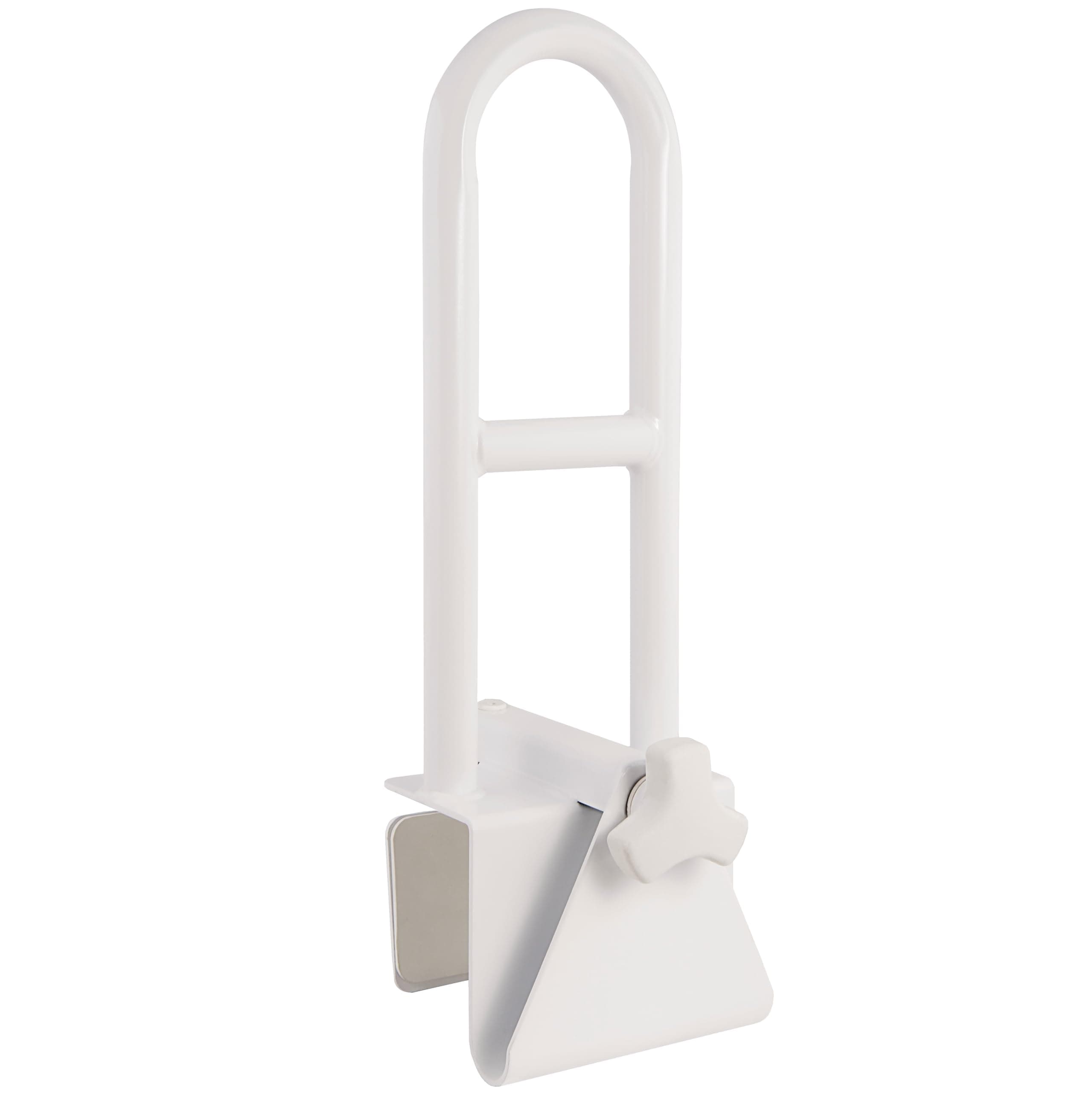 Vaunn Medical Adjustable Bathtub Safety Rail Shower Grab Bar Handle, Stainless Steel, White Fixed