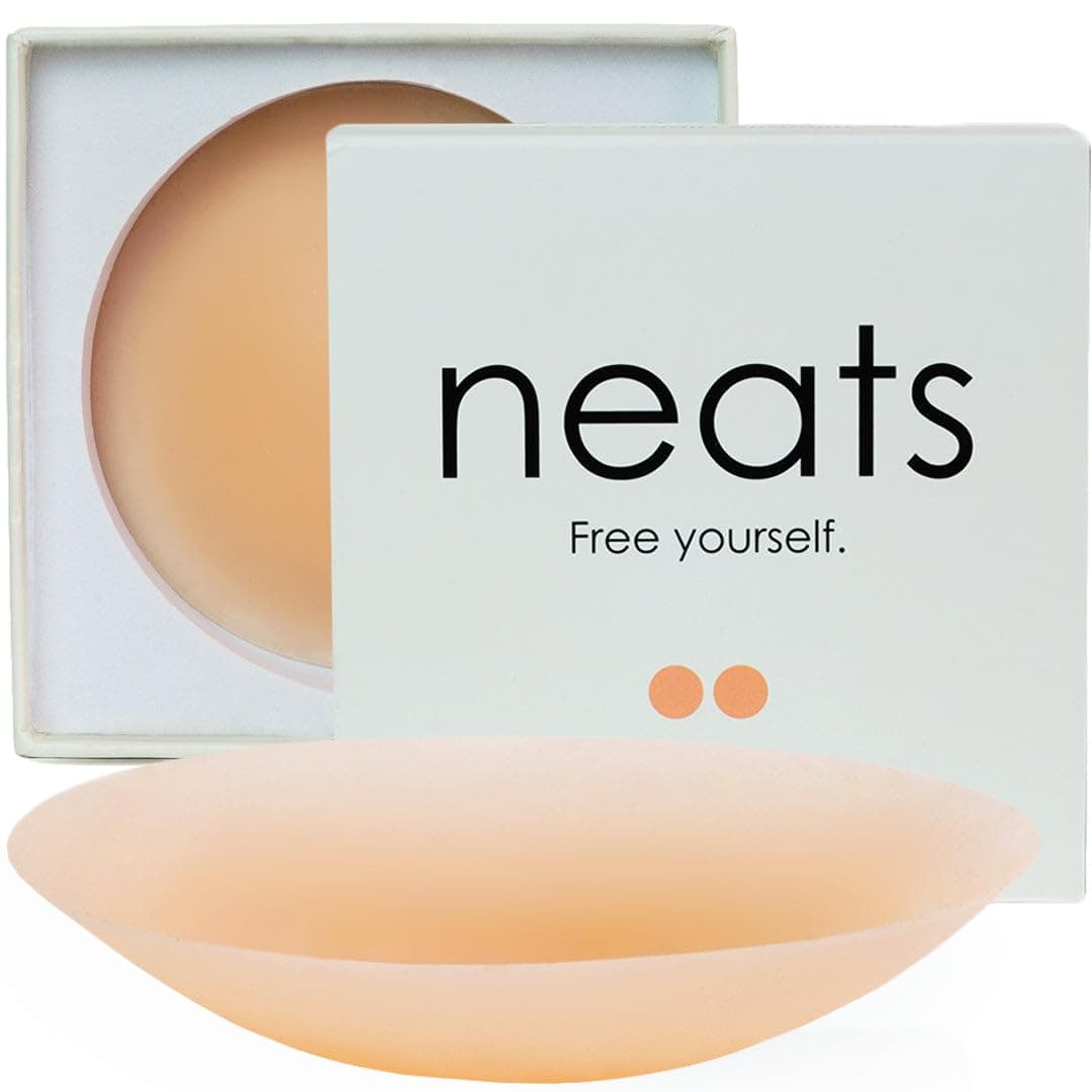 NEATS Nipple Covers for Women, Reusable & Hypoallergenic Adhesive Silicone Pasties Champagne S/M (Fits A-C cups)