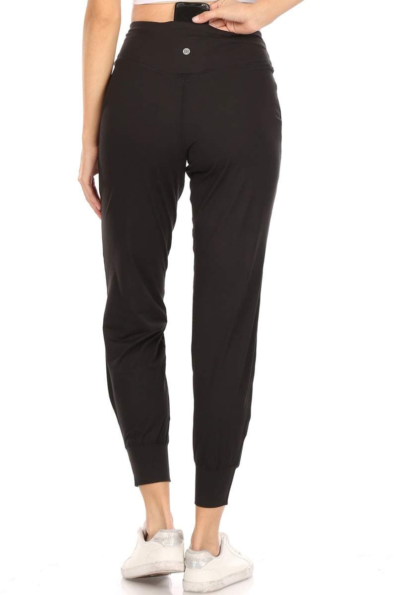 Leggings Depot ActiveFlex Jogger Yoga Pants for Women with Pockets Full Length Large Black
