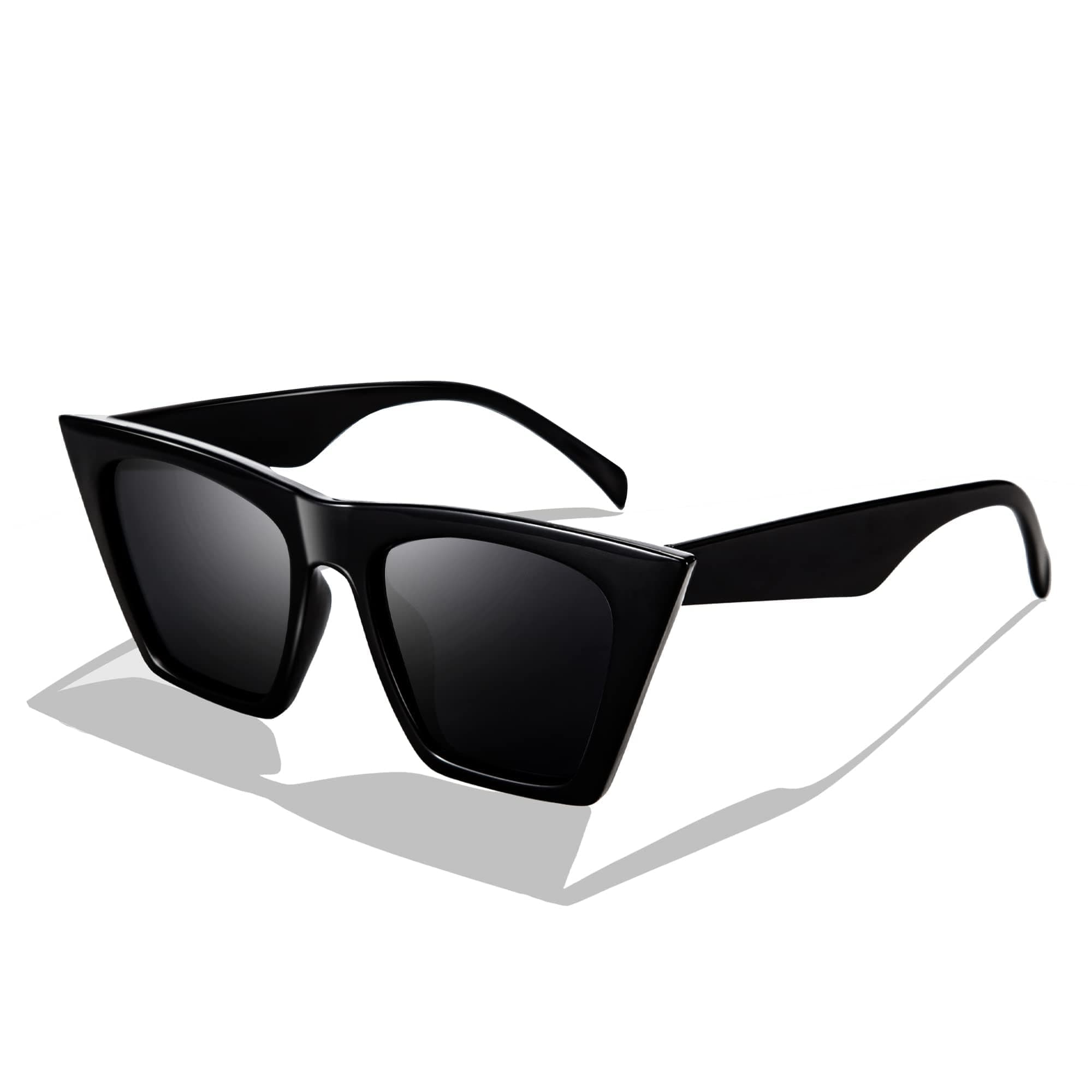 FEISEDY Vintage Square Cat Eye Sunglasses Women Trendy Cateye Sunglasses B2473 Black 52 Millimeters