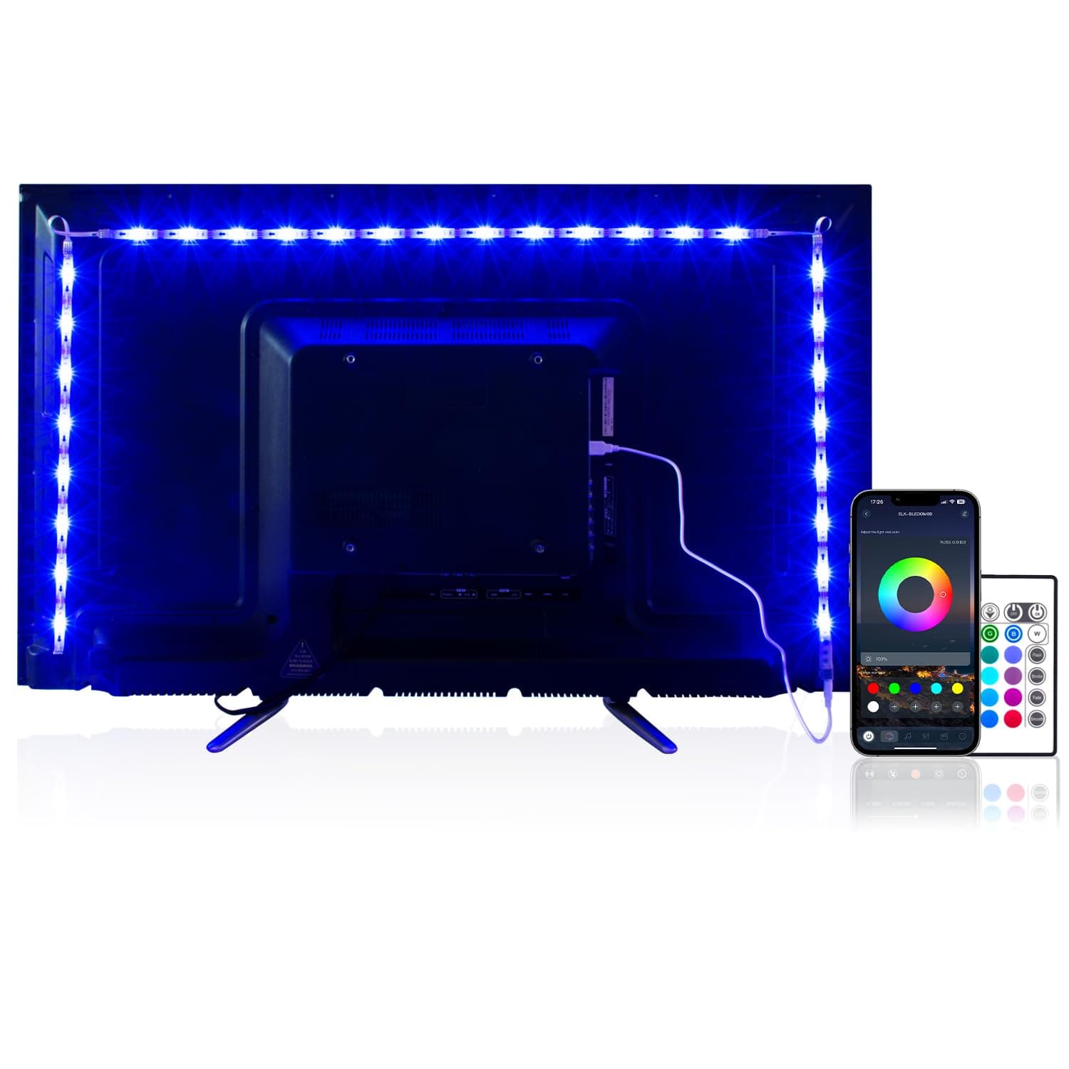 PANGTON VILLA Led Strip Lights 8.2ft for 40-60in TV, USB LED TV Backlight Kit with Remote - 16 Color 5050 LEDs Bias Lighting for HDTV 8.2 ft