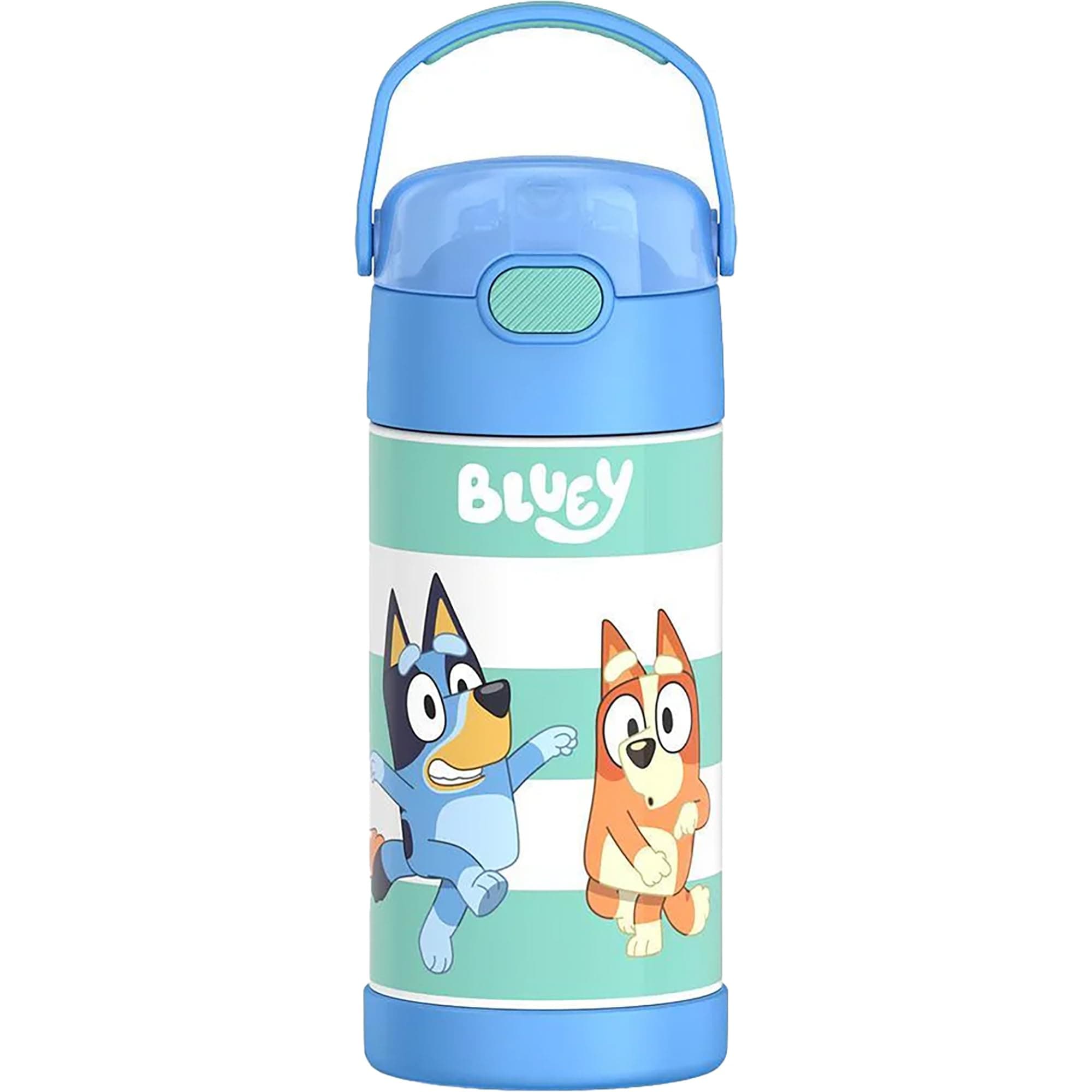 THERMOS FUNTAINER Water Bottle with Straw - 12 Ounce - Kids Stainless Steel Vacuum Insulated Water Bottle with Lid, Bluey Bluey 12 Ounces