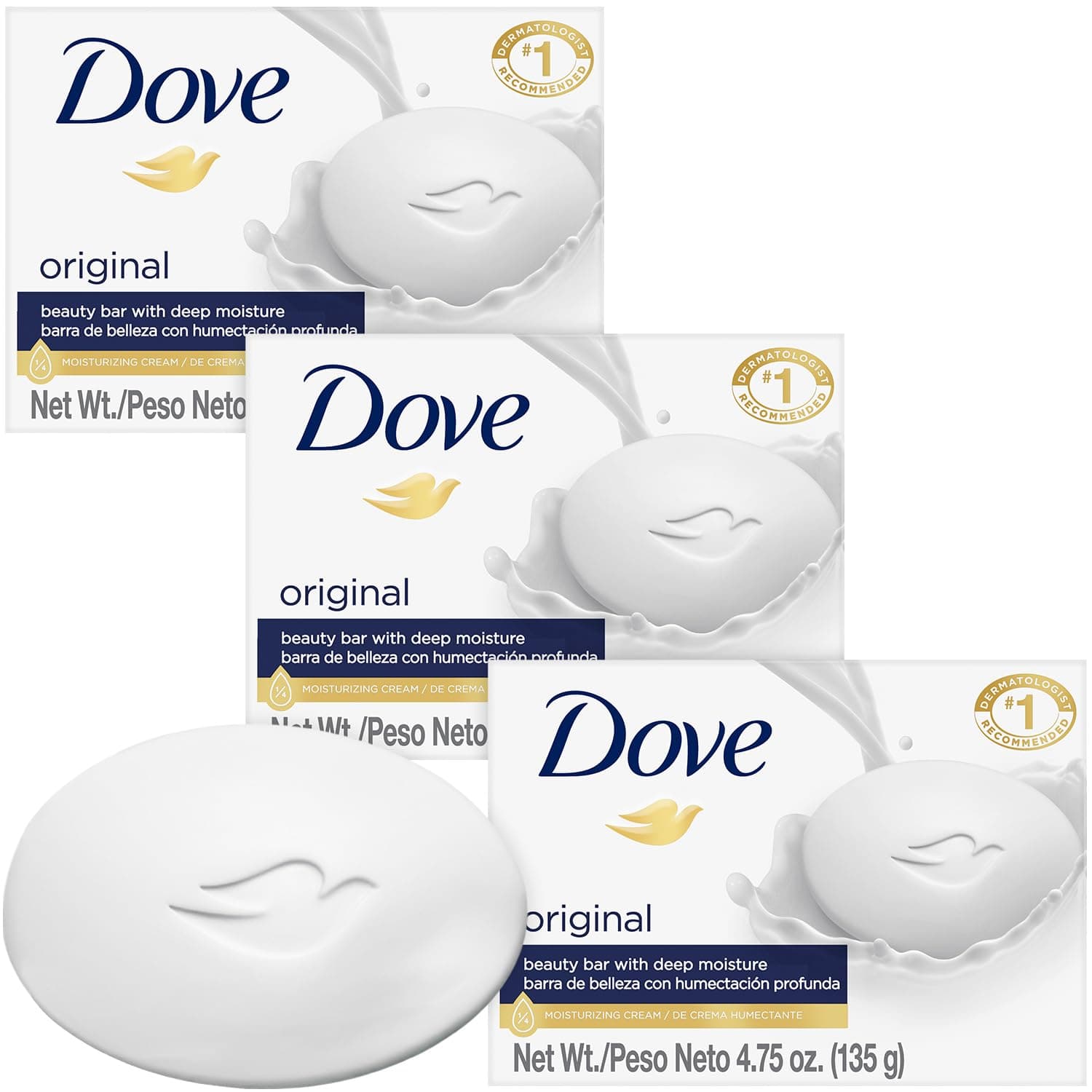 Dove Soap, Original Beauty Bar 3-Pack – 3-in-1 Moisturizing Face, Body & Hand Soap, 4.75 Oz Ea 4.75 Ounce (Pack of 3) cucumber,tea tree