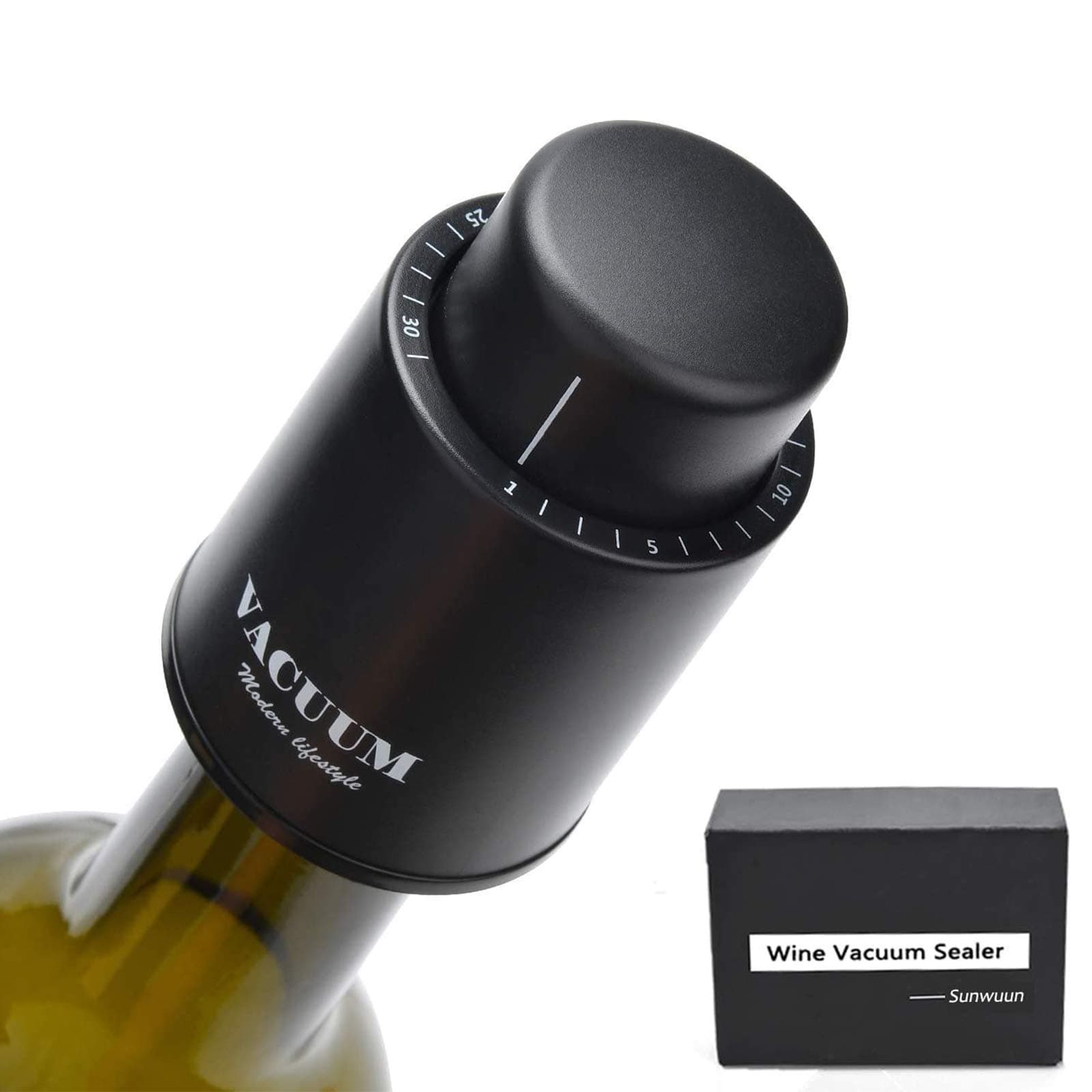 [2 PACK] Wine Bottle Stoppers,Real Vacuum Stoppers,Reusable Wine Preserver,Wine Corks Keep Fresh,Best Christmas and Birthday Gifts for Wine Lovers. Black