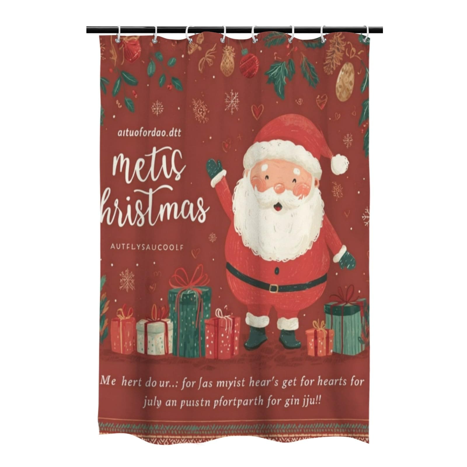 Stall Fabric Shower Curtain - Beautiful Santa Claus with Gifts Shower Curtain Set with 12 Plastic Hooks, Hotel Spa Luxury Small Waterproof Bath Curtains for Bathroom,48x72 Inch