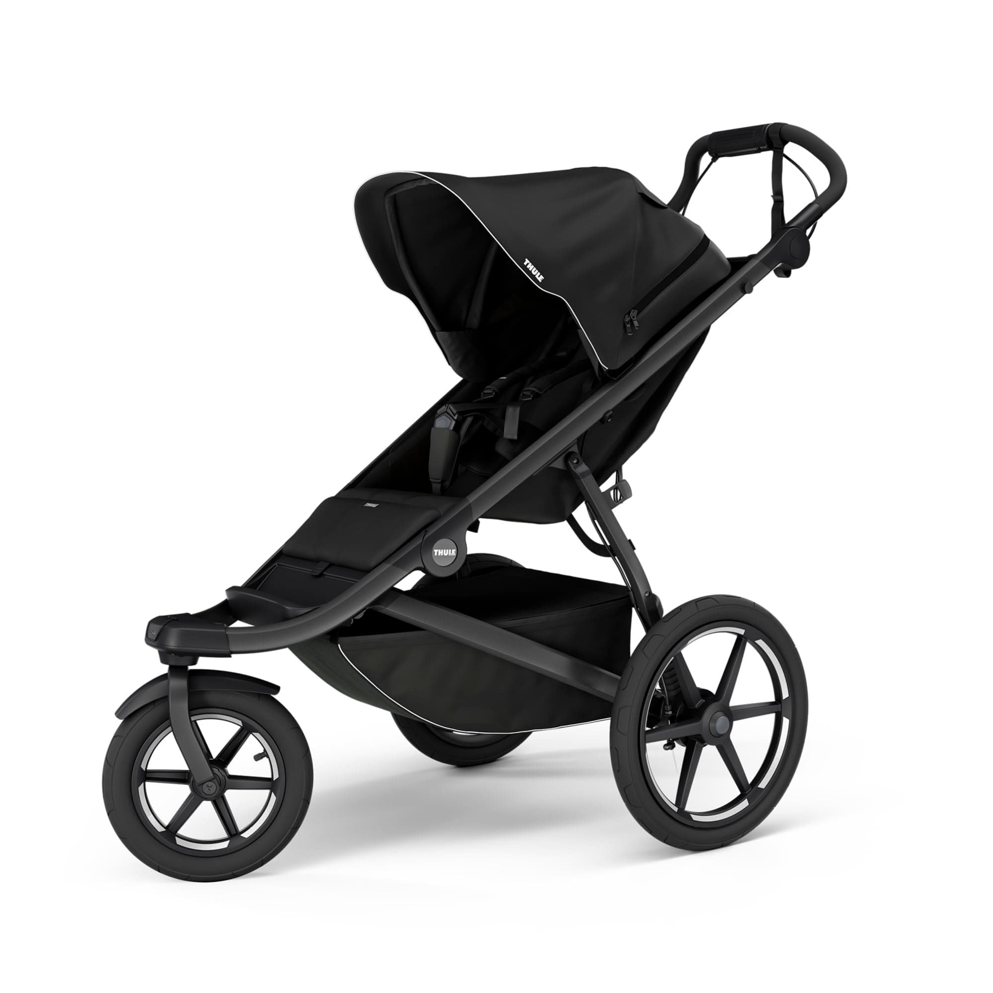 Thule Urban Glide 3 Single Child All-Terrain Stroller, Full-Suspension System, Air-Filled Tires, Upright seat with Adjustable Recline and Built-in legrest, Black Non Magnetic Buckle Single Black