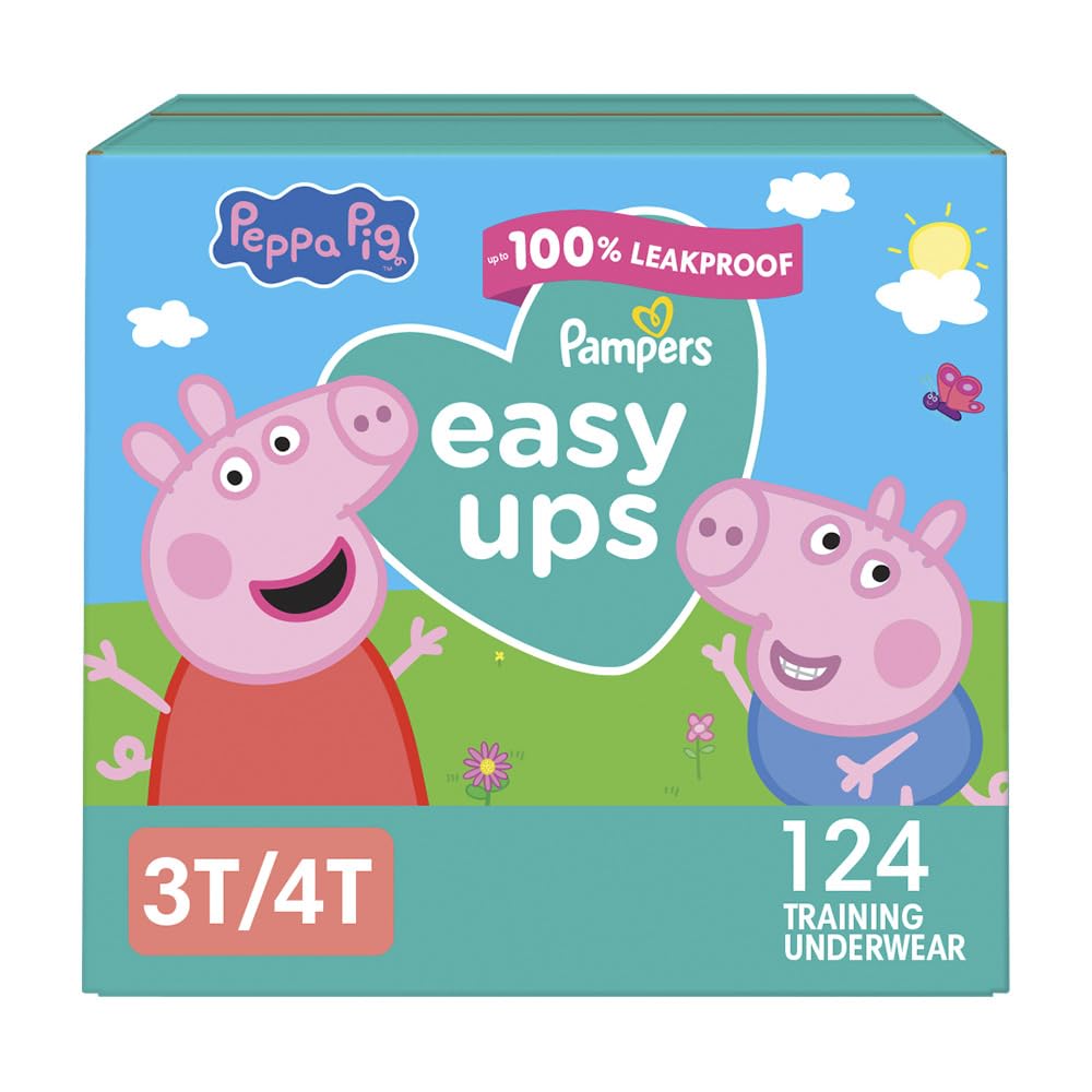 Pampers Training Pants - Easy Ups Girls & Boys - Size 3T-4T, 124 Count, Peppa Pig Potty Underwear (Packaging May Vary) 3T-4T 124