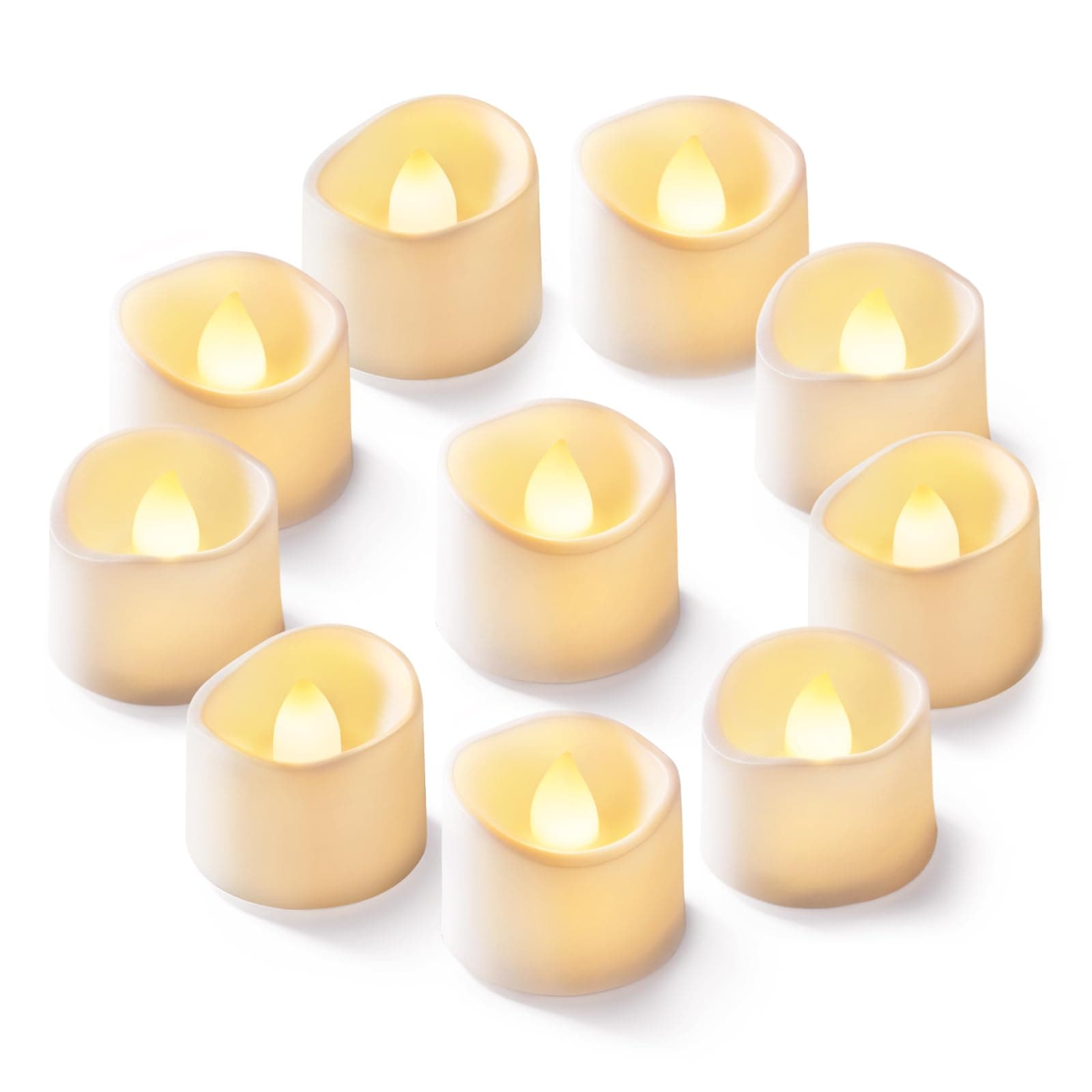 Homemory 12Pcs Flickering Flameless Candle Battery Operated, 200+Hours Fake Electric LED Tea Lights for Votive, Centerpiece Table Decorations, Wedding, Aniversary, Halloween, Christmas Warm White Glow – White Body Pack of 12