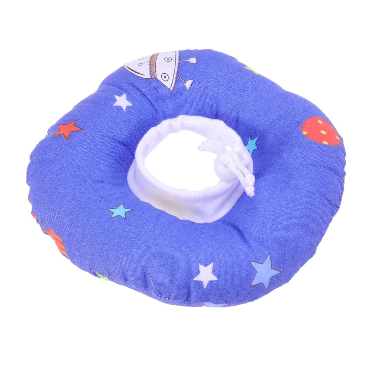 Elizabeth Neck Protective Pet Collar Cartoon Universe Print Soft Lightweight Cloth Headgear for Cats and Dogs Prevents Scratching Biting and Licking Wounds