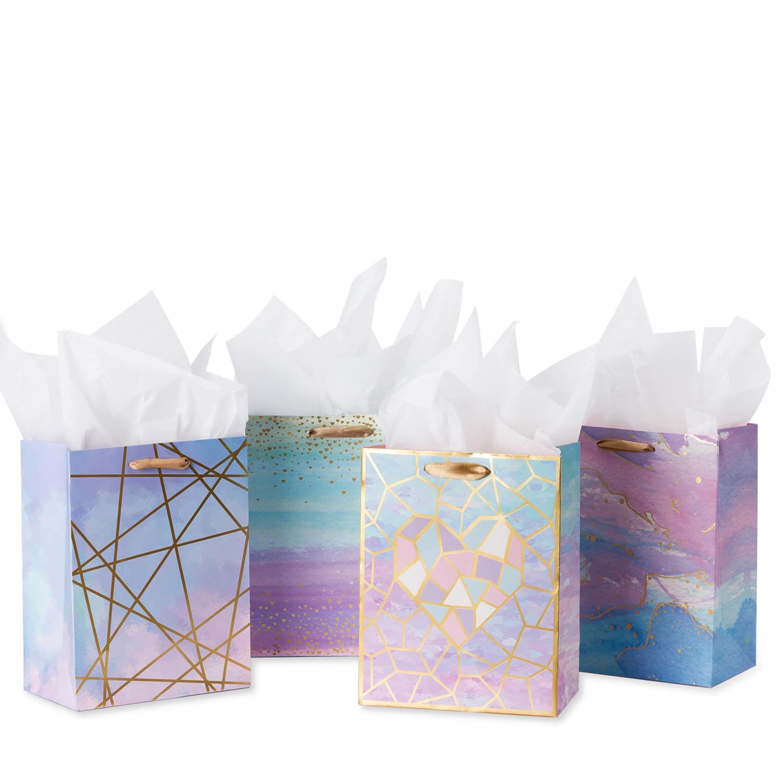 Loveinside Medium Size Gift Bags-Colorful Marble Pattern Gift Bag with Tissue Paper for Shopping, Parties, Wedding, Baby Shower, Craft-4 Pack-7" X 4" X 9" Cmarble 7" X 4" X 9" (Pack of 1)