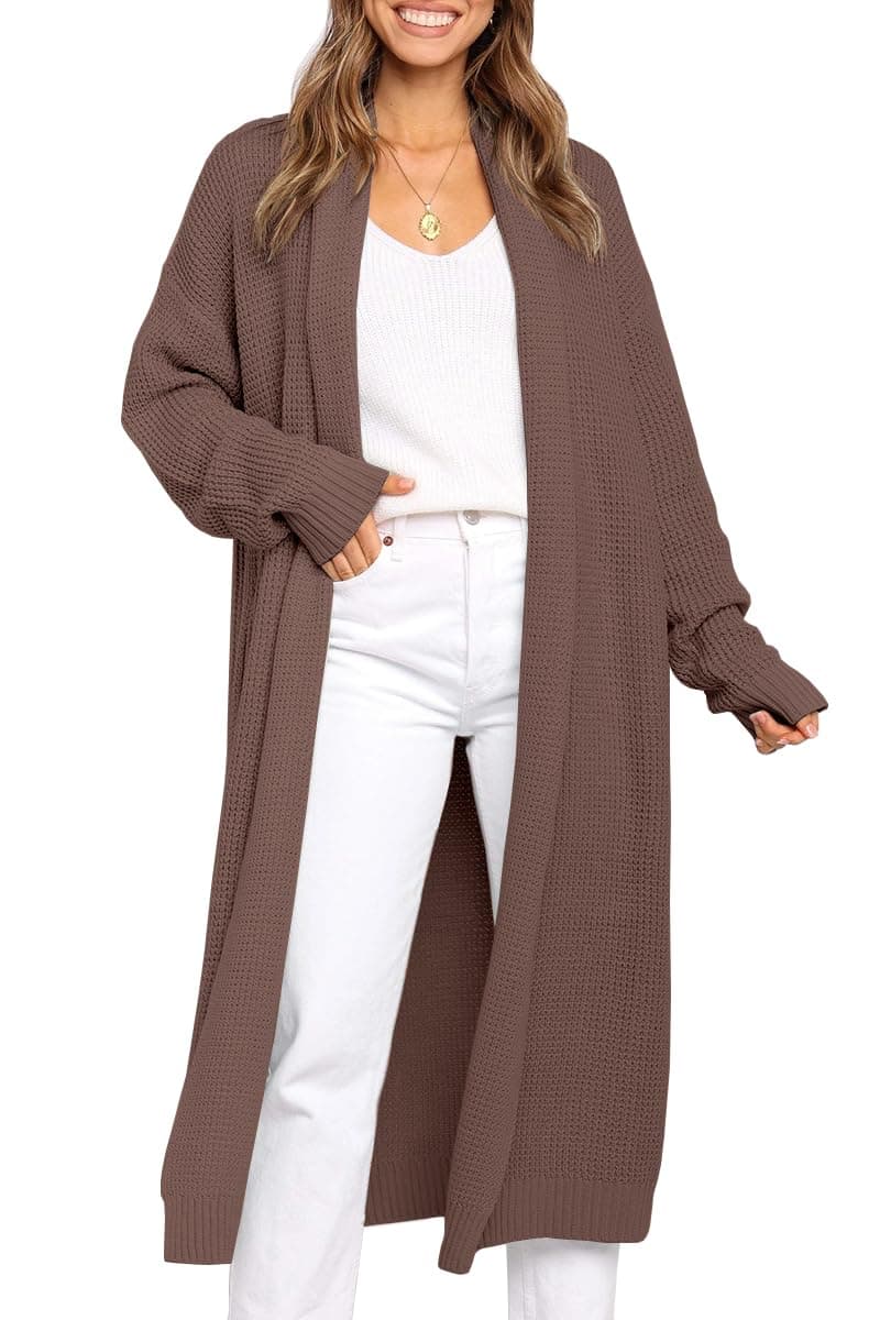 LILLUSORY Long Cardigan Sweaters for Women Fall Trendy Oversized Open Front Winter Coat Small Khaki