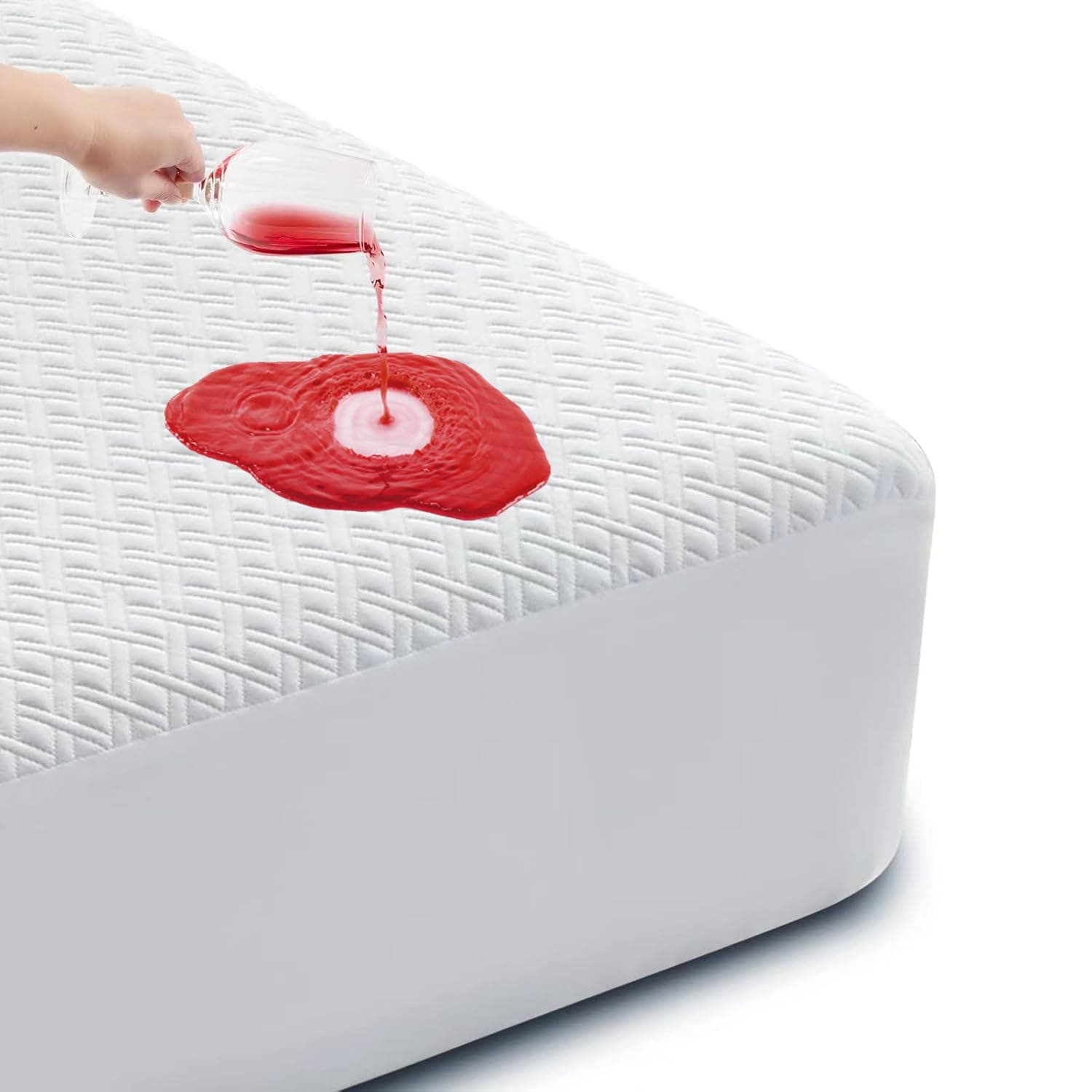 Cozymaker Queen Size 100% Waterproof Mattress Protector, Cooling Mattress Cover Fitted 8-21" Deep Pocket, 3D Air Fabric Soft Breathable Bed Mattress Pad Cover Noiseless Washable Queen Diamond-Bamboo Viscose