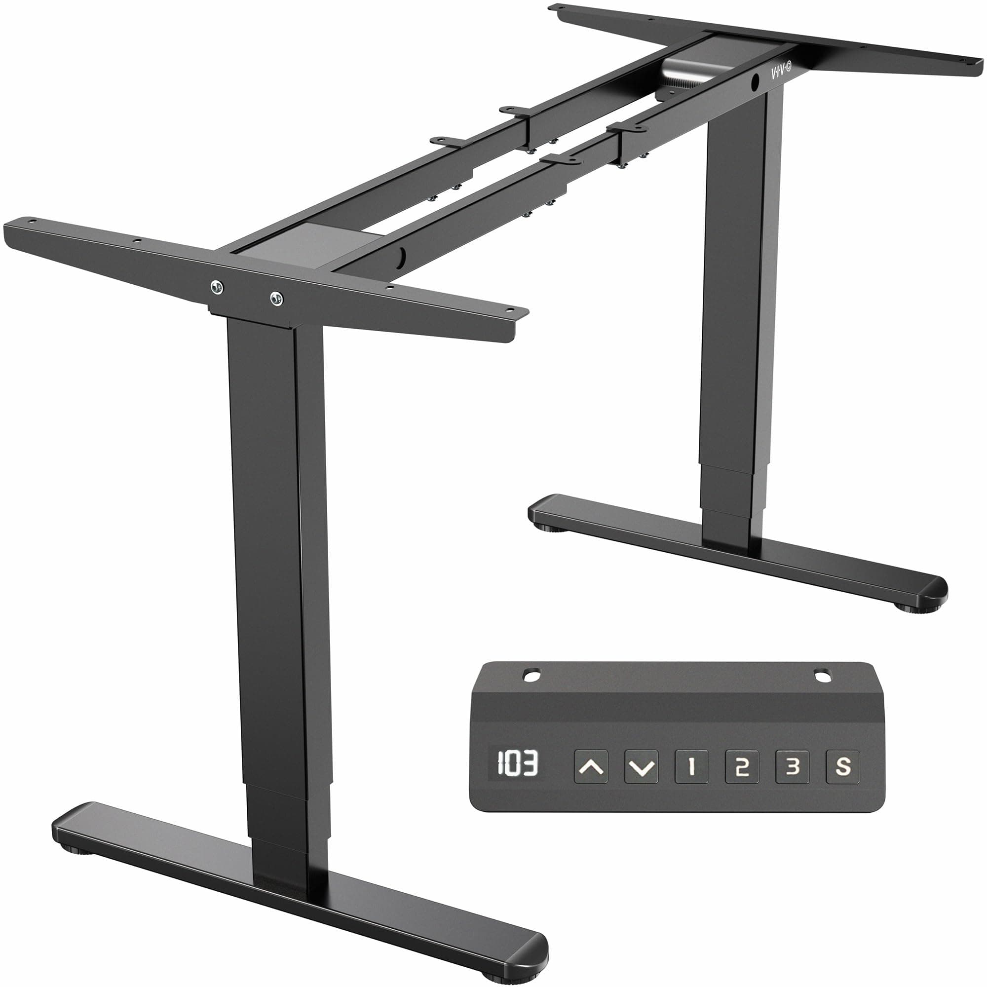 VIVO VIVO Electric Dual Motor Stand Up Desk Frame for 40 to 85 inch Table Tops, Frame Only, 3 Stage Height Adjustable DIY Workstation with Memory Controller, Black, DESK-V103E 3 Stage Black