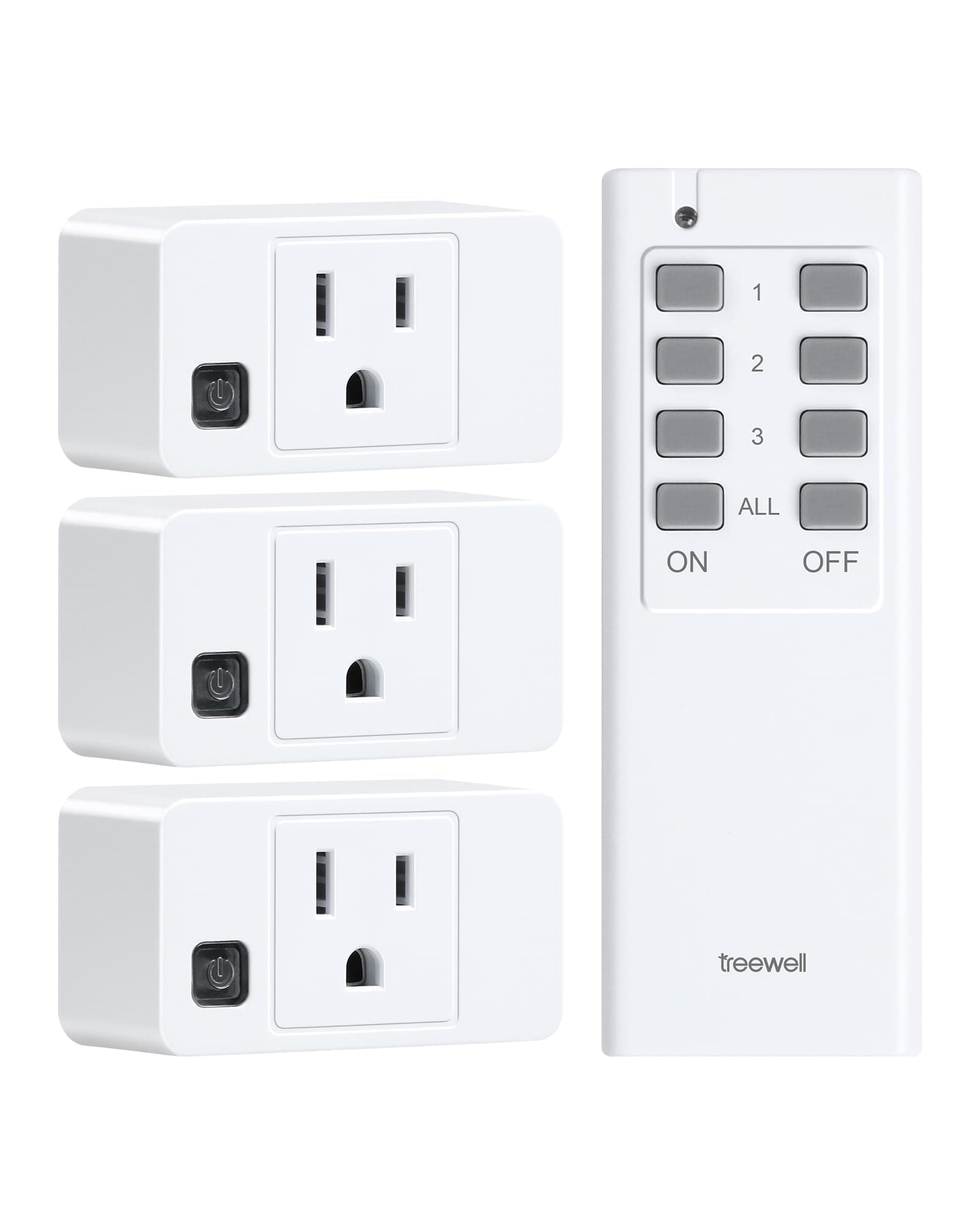Remote Control Outlet, 200FT Long Range Wireless Light Switch, Mini Electrical Outlet Plug, 15A/1875W High-Power Switch for Lights, Fans, Household Appliances, FCC & ETL Listed (3 Outlets + 1 Remote) 1 Remote + 3 Outlets