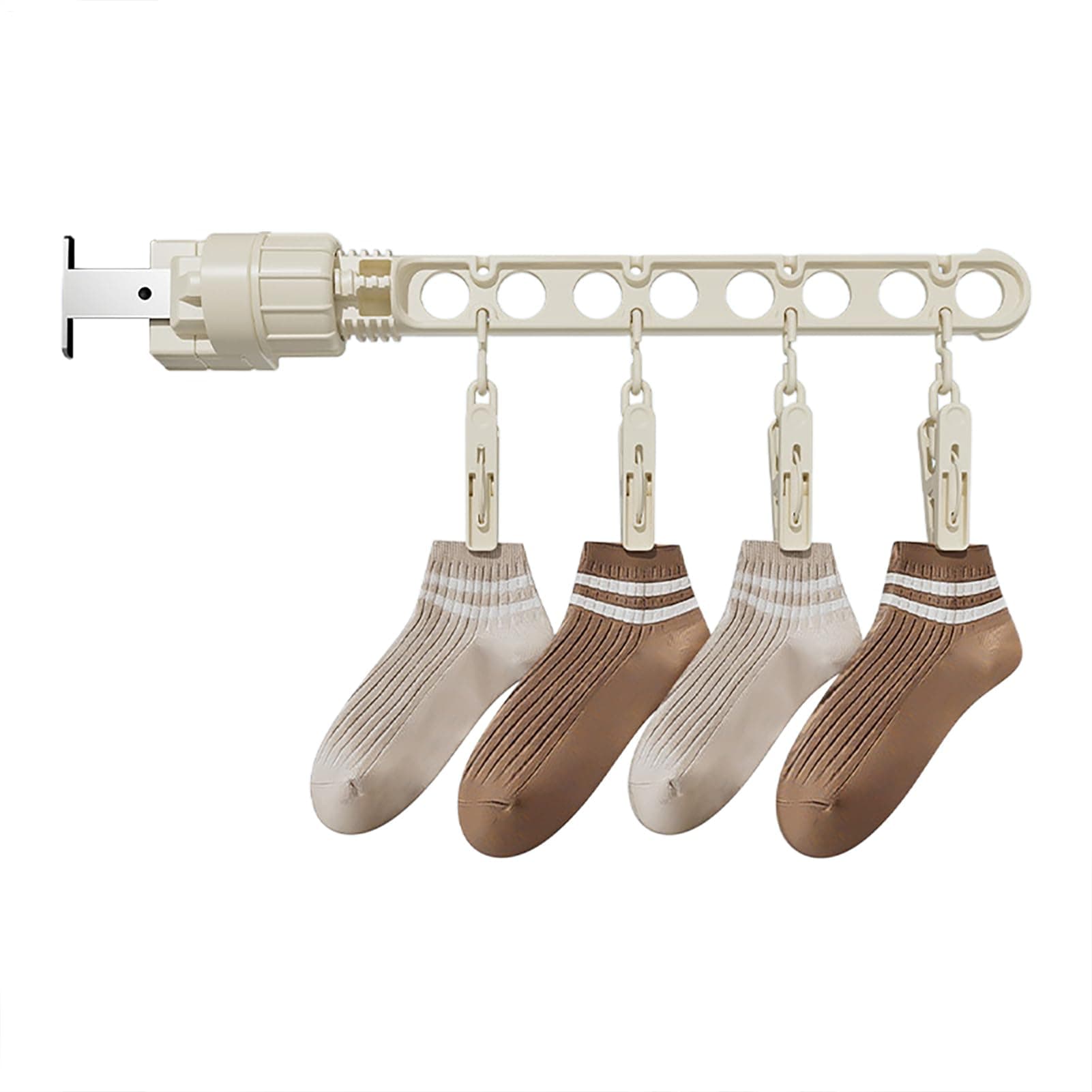 Folding Travel Clothes Hangers, Multifunctional Portable Clothes Storage Rack with 8 Hole, Retractable Wall Travel Hanger for Outdoors Activities Cruise RV Hotel