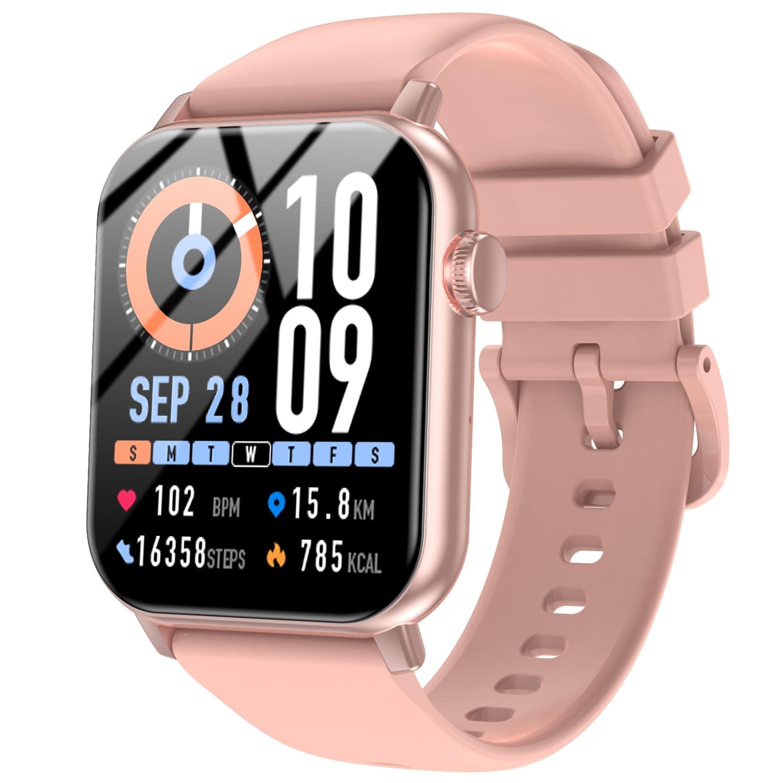 Smart Watches for Men Women, 1.83" HD Touchscreen Fitness Tracker with Bluetooth Calls, IP68 Waterproof, 120+ Sport Modes, 7-Day Battery, 24/7 Heart Rate & Sleep Monitor for iPhone Android iOS (Pink)