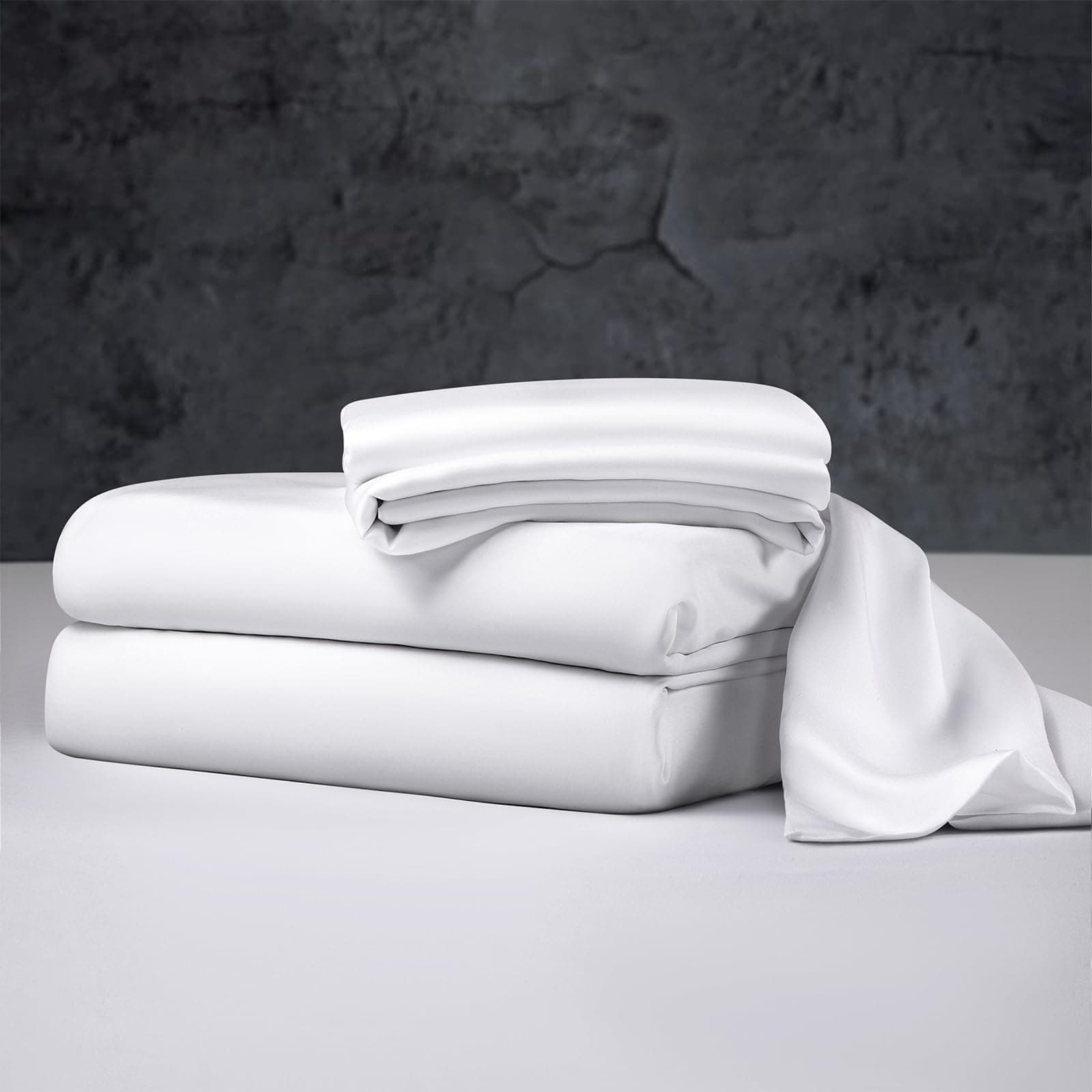 Luxury 100% Organic Tencel Cooling Sheets King Size, Expertly Crafted from Austrian Eucalyptus, Silky Soft Lyocell Sheets with 6"-18" Deep Pocket, Hypoallergenic Bed Sheet Set（King, White White King