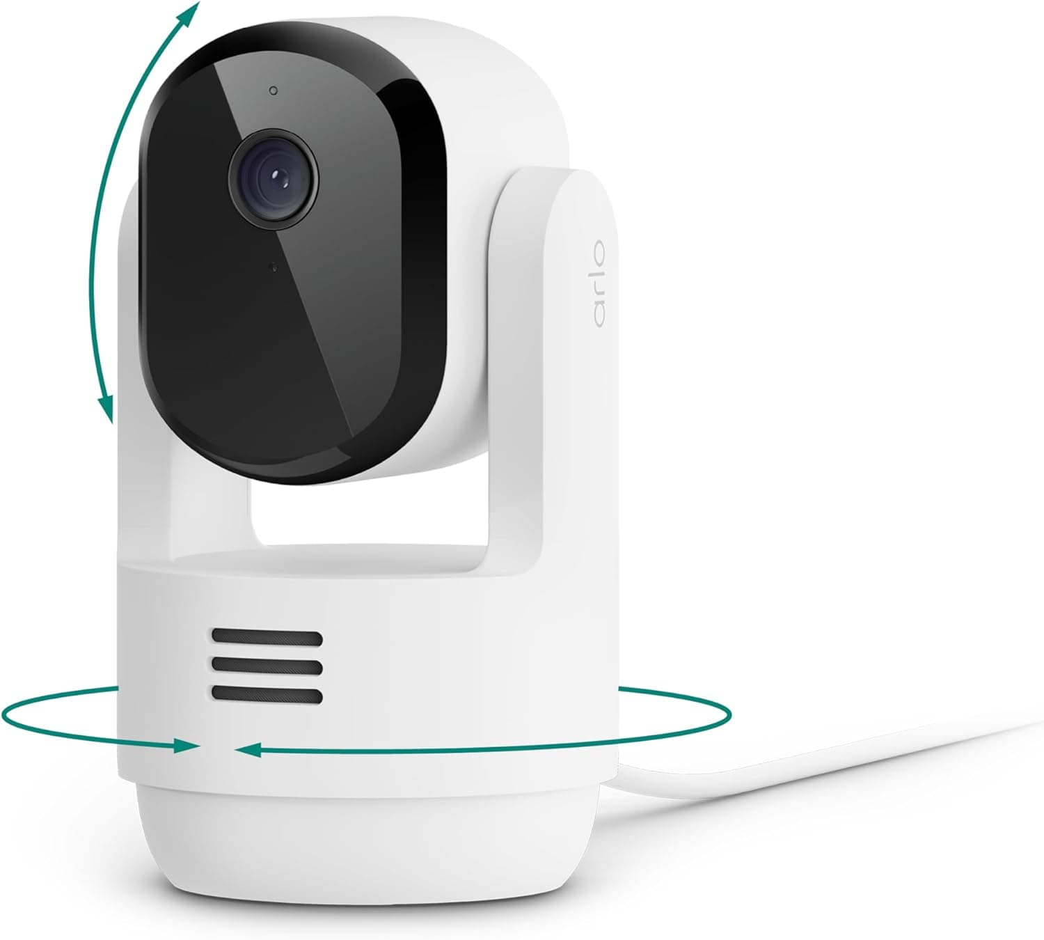 Arlo Essential Indoor Pan Tilt Security Camera 2K (2025 Release) - Wired Plug-in Power, Person Recognition, Animal Detection, Animated Preview, 1-Month Secure Plan, Auto Motion Tracking, 1 Cam, White 1 Camera