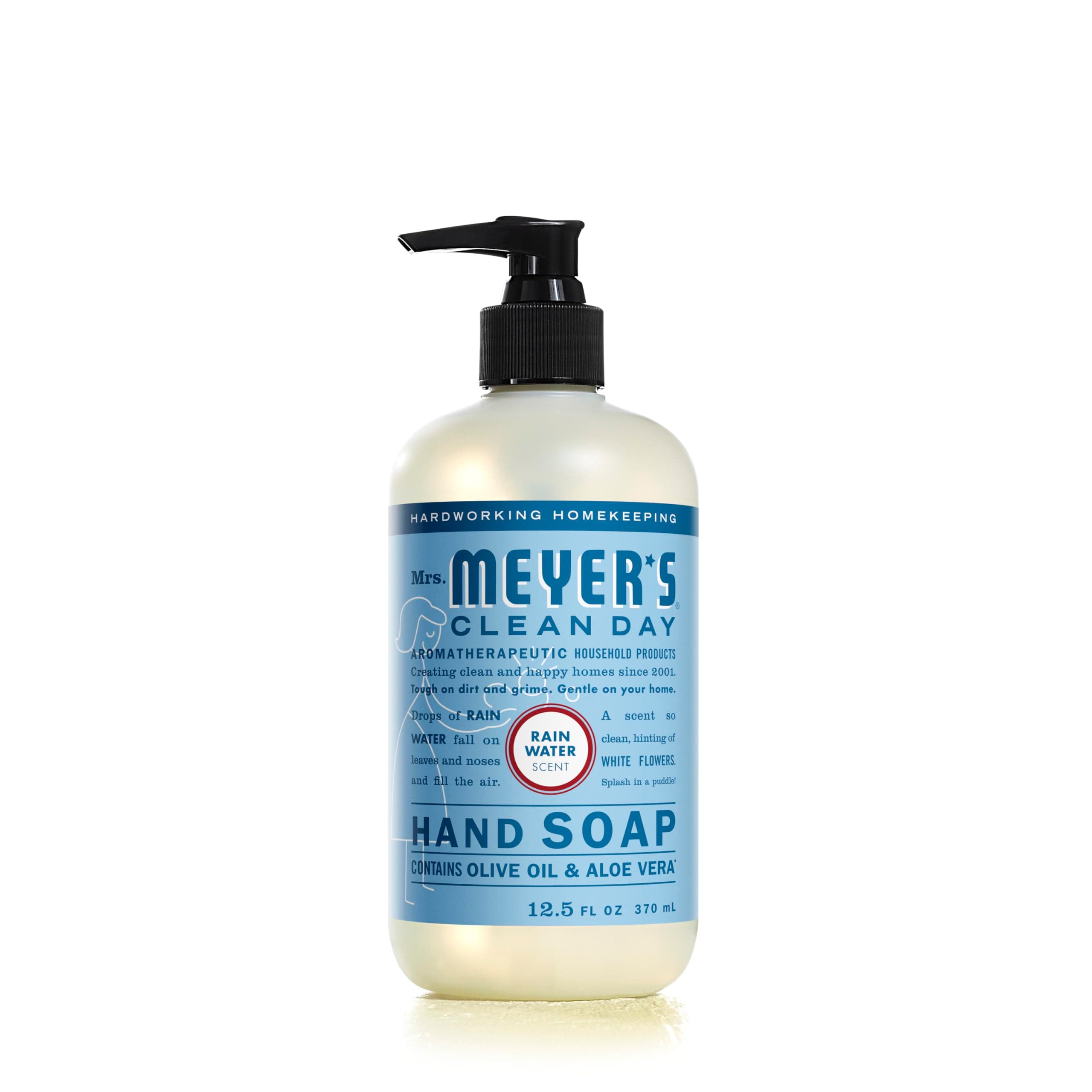 MRS. MEYER'S CLEAN DAY Hand Soap, Made with Essential Oils, Biodegradable Formula, Rain Water, 12.5 fl. oz Rain Water 12.5 Fl Oz (Pack of 1)