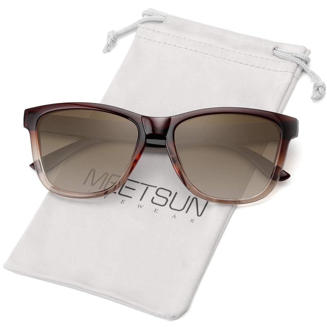 MEETSUN Polarized Sunglasses for Women Men Trendy Classic Retro Designer Style Ombre Brown Frame / Gradient Brown Lens 54 Millimeters