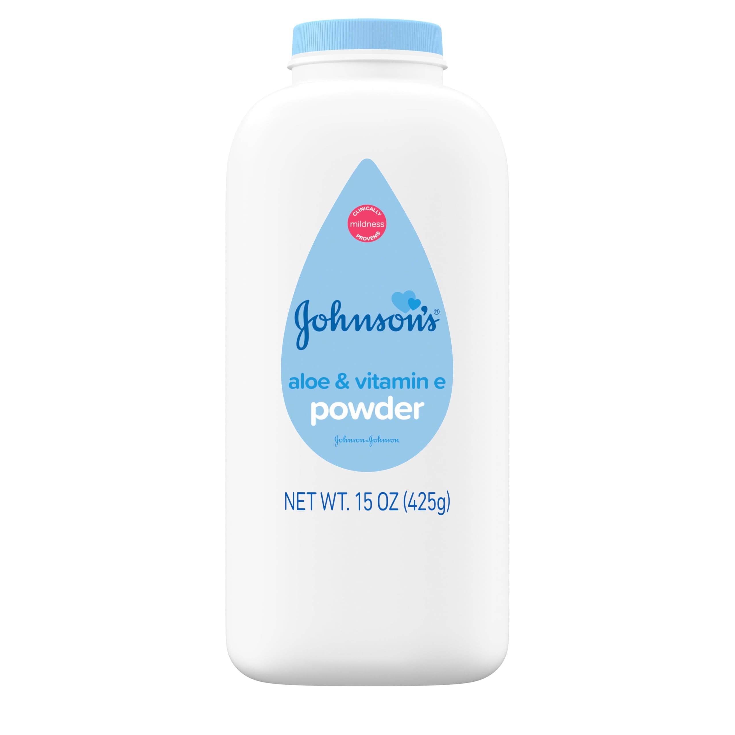 Johnson's Baby Powder with Naturally Derived Cornstarch, Aloe & Vitamin E for Delicate Skin, Hypoallergenic, Free of Parabens, Phthalates & Dyes for Gentle Baby Skin Care, 15 oz Aloe & Vitamin E 15 Ounce (Pack of 1)