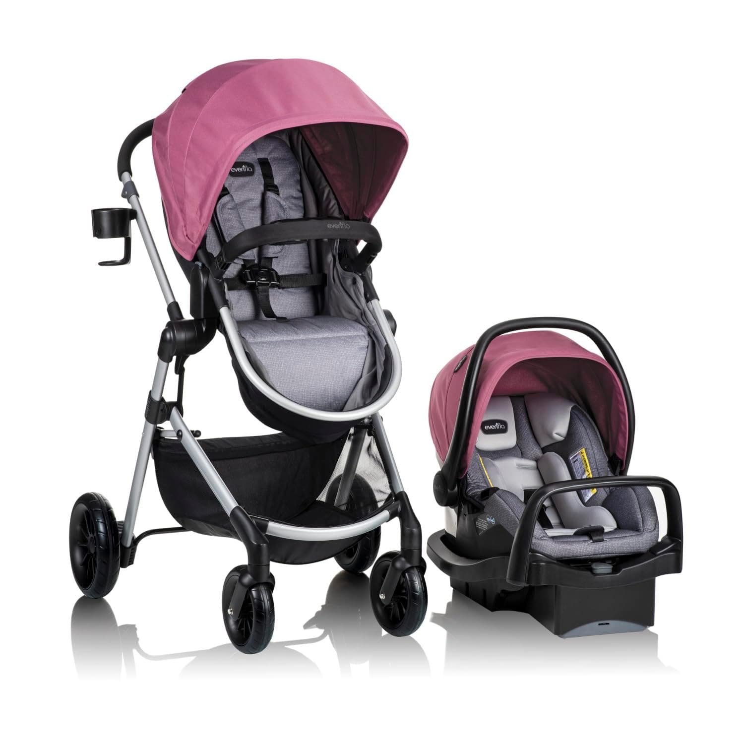 Evenflo Pivot Modular Travel System with LiteMax Infant Car Seat (Dusty Rose Pink) Dusty Rose Pink Pivot Modular Travel System with LiteMax Infant Car Seat NEW SIDE IMPACT