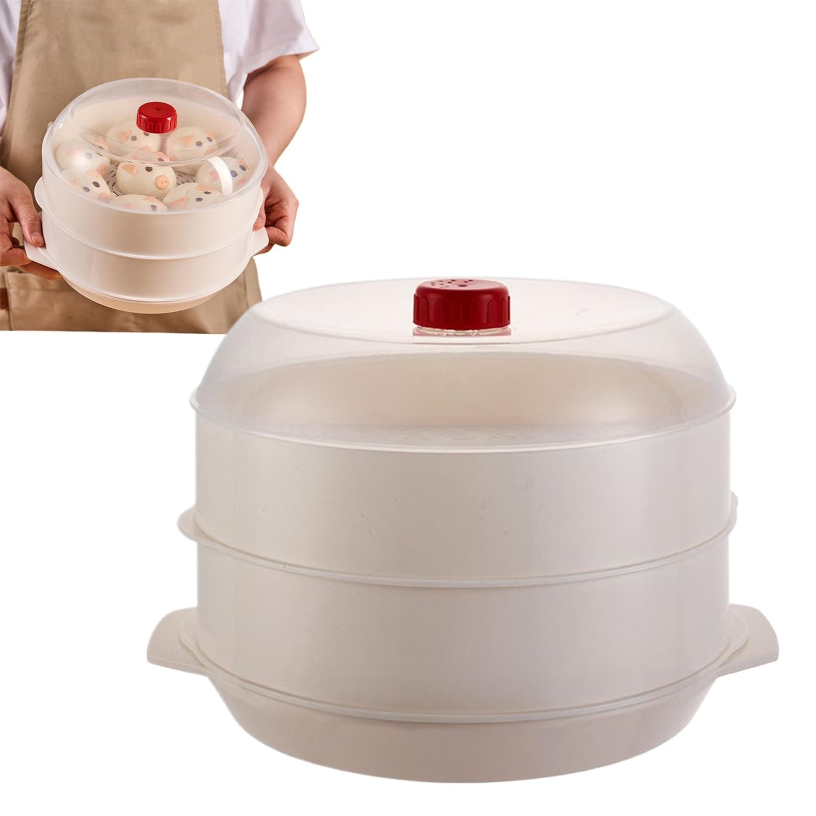 Steamer Cooking, Double Layer Steamer for Vegetables, Steam Pot Kitchen Supplies for Microwave Oven Rice Vegetable Fish Oatmeal Steamed Bun Home Apartment Restaurant