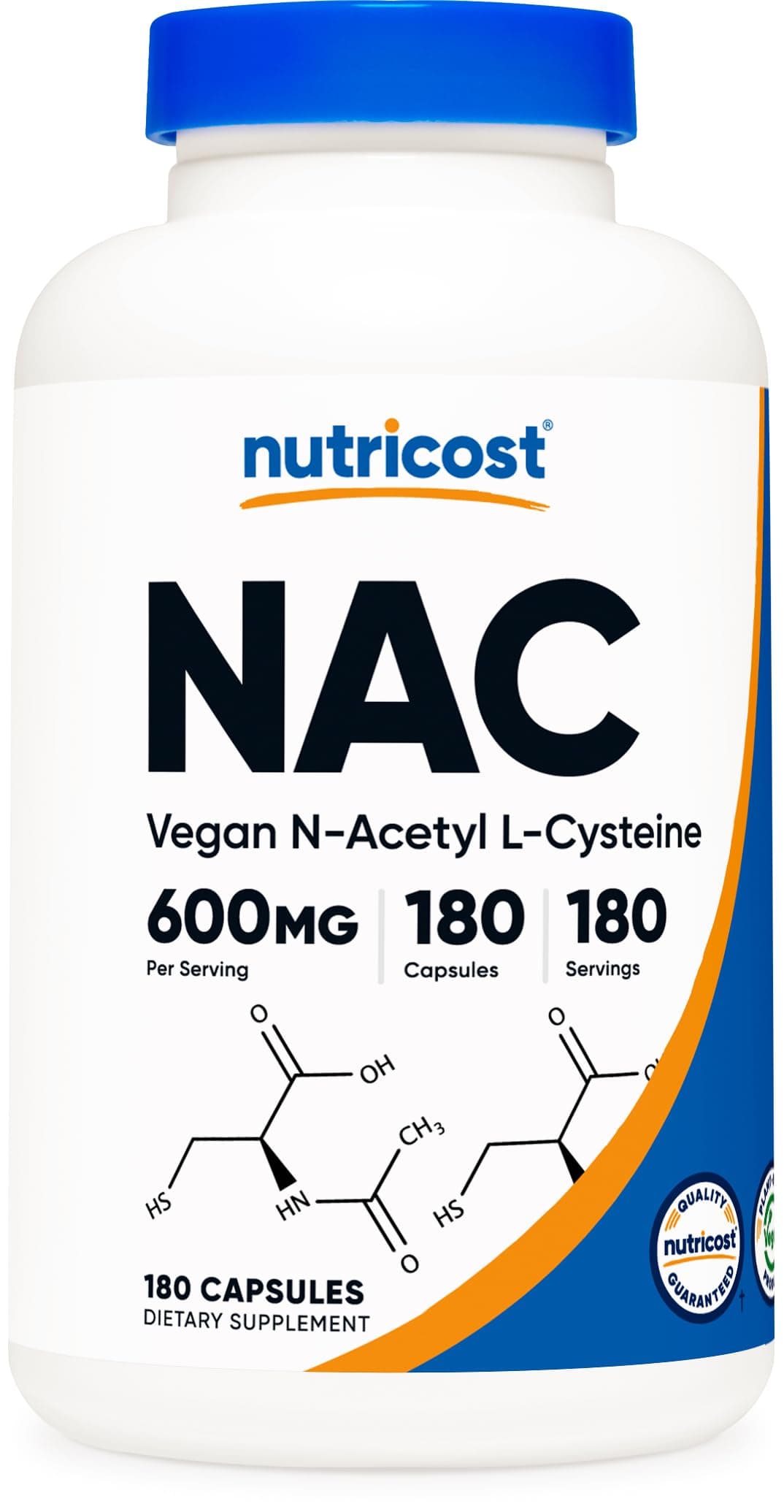 Nutricost N-Acetyl L-Cysteine (NAC) 600mg, 180 Capsules - Non-GMO, Gluten Free 180 Count (Pack of 1)
