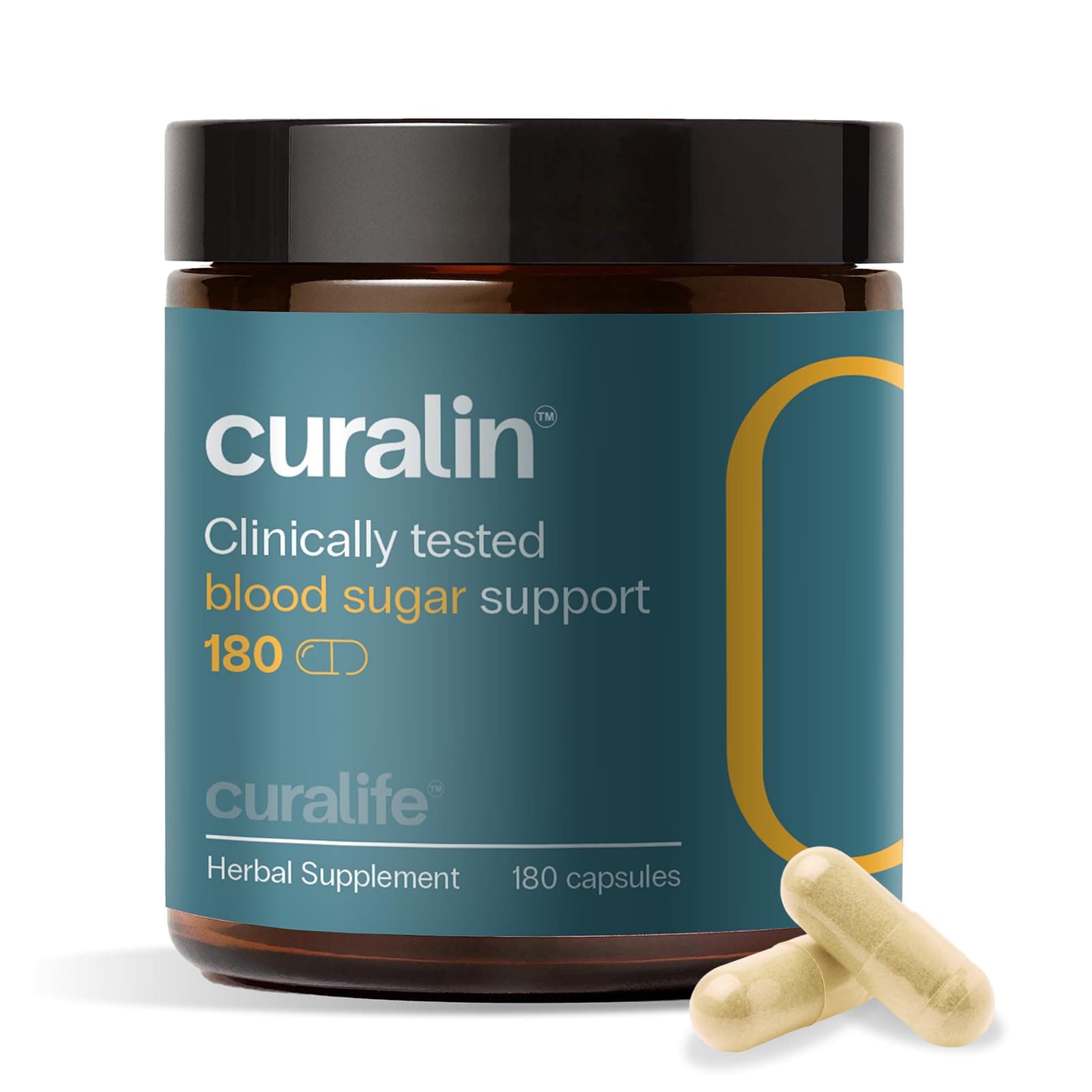 Curalin Blood Sugar Complex Supplement | 9 Natural Herbs, Cinnamon, Turmeric, Gymnema Sylvestre, Bitter Melon | Support Balanced Sugar, Metabolism & Energy, Curb Cravings | 180 Capsules Curalin Classic 180 Count (Pack of 1)
