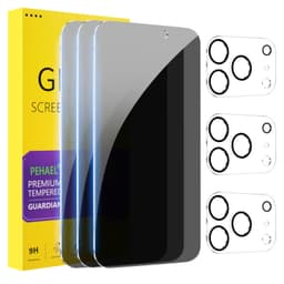 PEHAEL 3+3Pack for iPhone 17 Pro Max Privacy Screen Protector with Camera Lens Protector Full Coverage Anti-Spy Tempered Glass Film 9H Hardness Easy Installation Bubble Free [6.9 inch]
