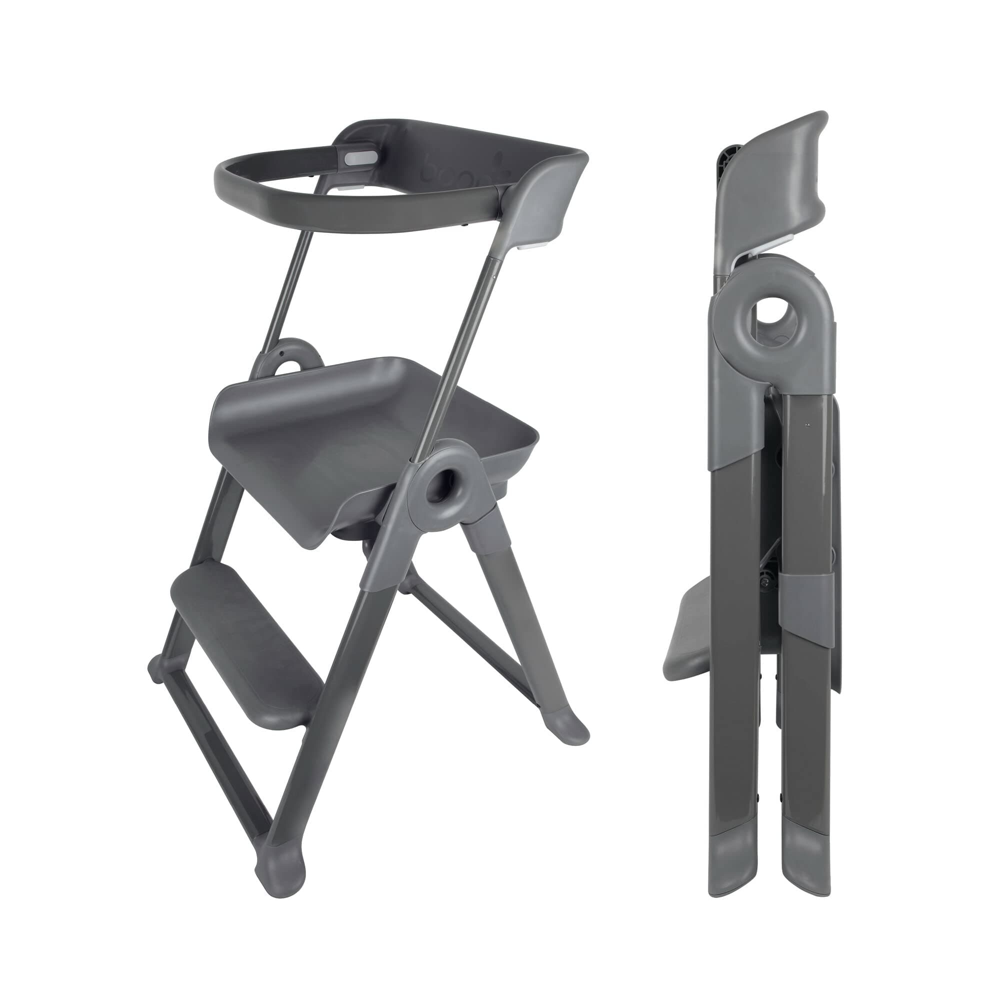 Boon Pivot Toddler Tower - Folding Toddler Step Stool for Bathroom Sink or Kitchen Countertop - Step Stool for Toddlers with CPC Certification - Gray - Ages 18 Months to 4 Years Gray Pivot