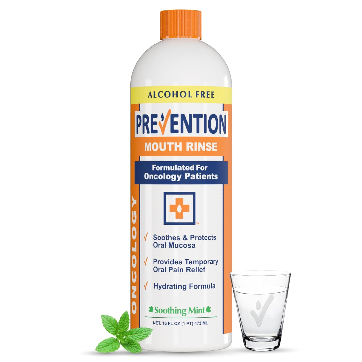 Prevention Oncology Alcohol Free Mouthwash, Soothing, Gentle, & Moisturizing, Mouthsore and Dry Mouth Mouthwash Specially Formulated for Patients Undergoing Oncology Treatment - 16 oz Bottle, 1-Pack Soothing Mint 1 Count (Pack of 1)
