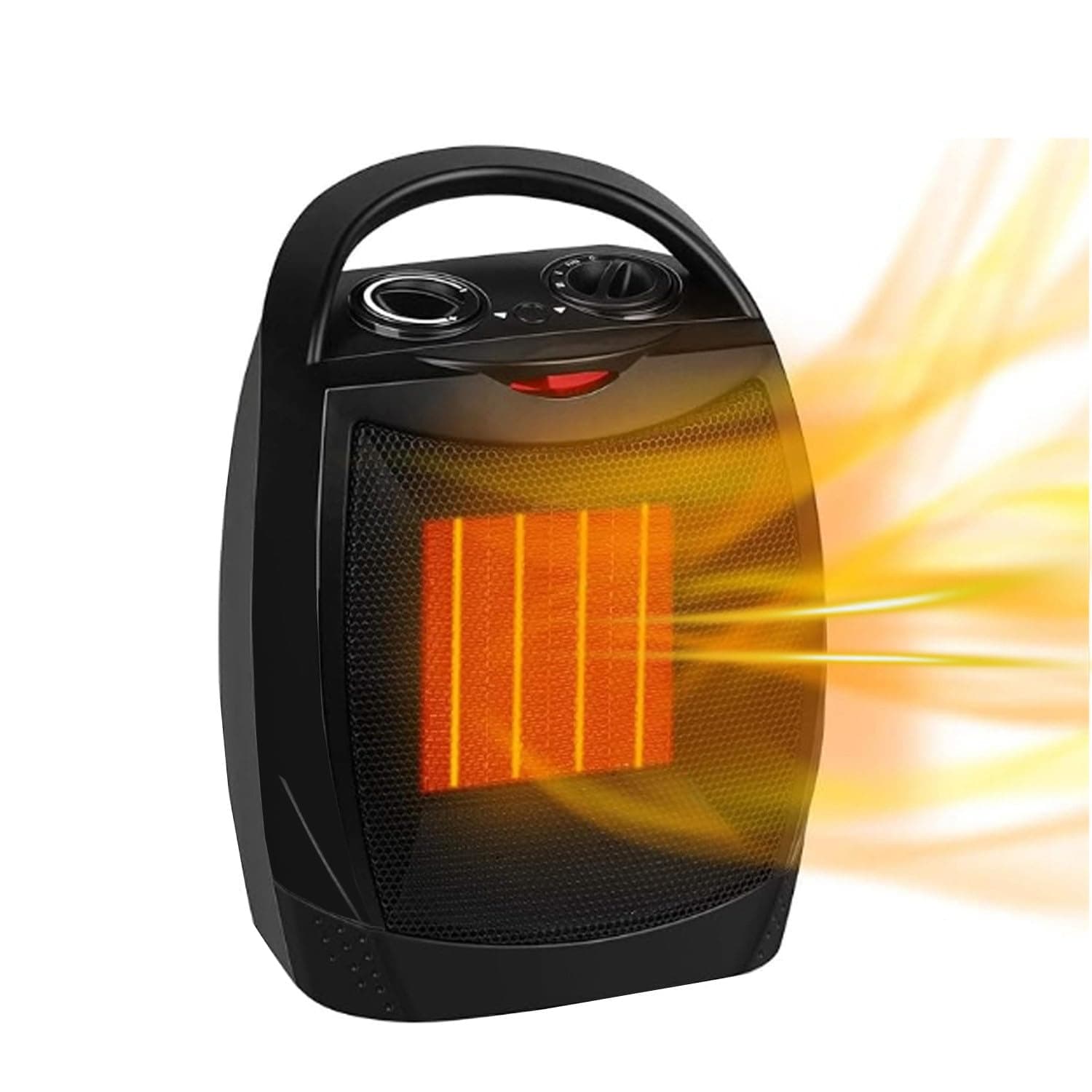 Smart Space Electric Heater, Adjustable Thermostat/Temperature detection/Timer,Fast Heating, Portable Fan Heater with 3 Heat Settings,Built-in Overheat & Tip-Over Protection (Black)