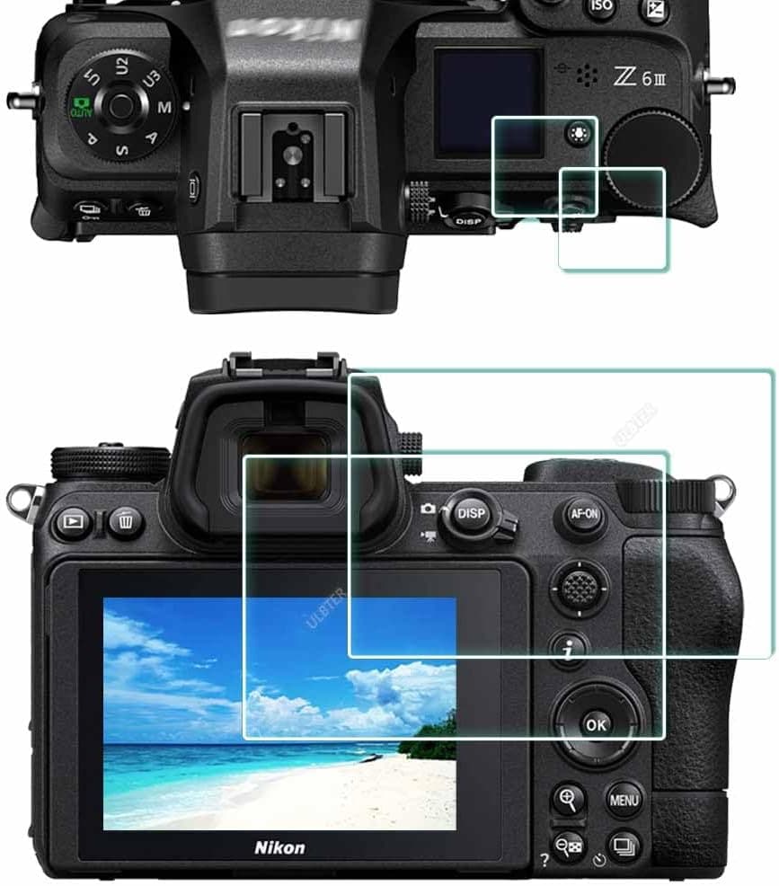 Top + Screen Protector for Nikon Z6 III Z 6III Z6III Z6 III Camera [2+2Pack], 0.3mm 9H Hardness Tempered Glass Cover Anti-Scrach Anti-Fingerprint Anti-Bubble