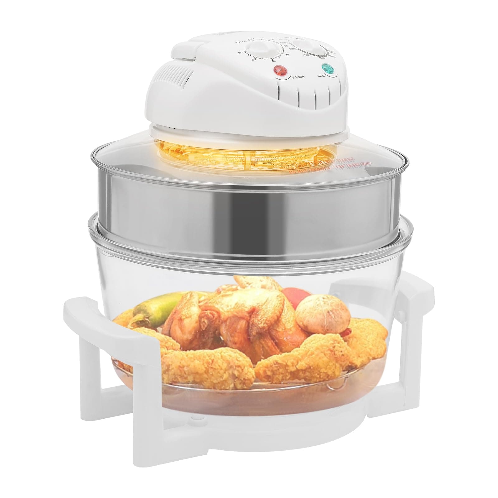 Glass Air Fryer, 1400W 17.96Qt 360° Viewable Airy Fryer with Expansion Ring, Adjustable Tem 32℉ to 482℉, for Home Kitchens, Restaurants, Family Gatherings
