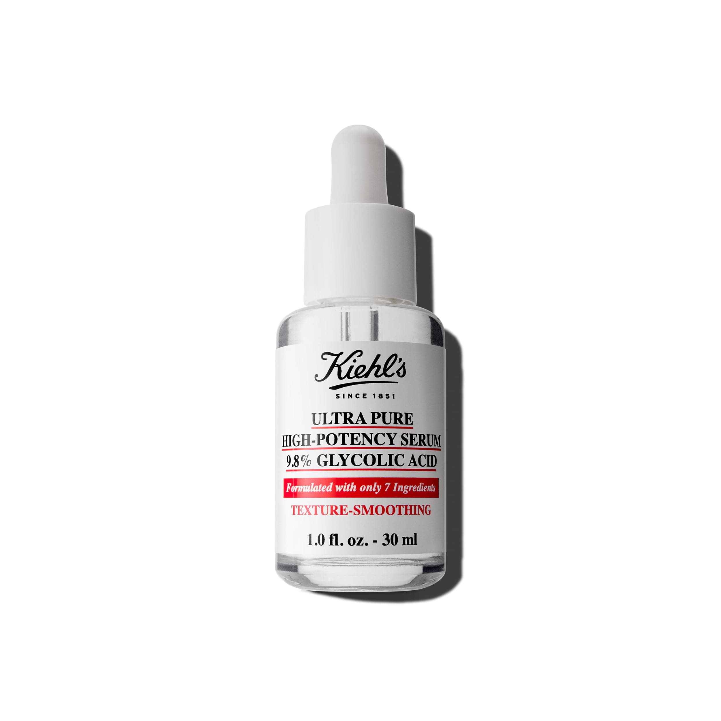 Kiehl's Kiehl's Ultra Pure High-Potency 9.8% Glycolic Acid Serum, Concentrated Face Serum to Exfoliate for Glowy Skin, Visibly Smooths Skin Texture & Boosts Skin Glow, All Skin Types, Fragrance-free - 1 fl oz