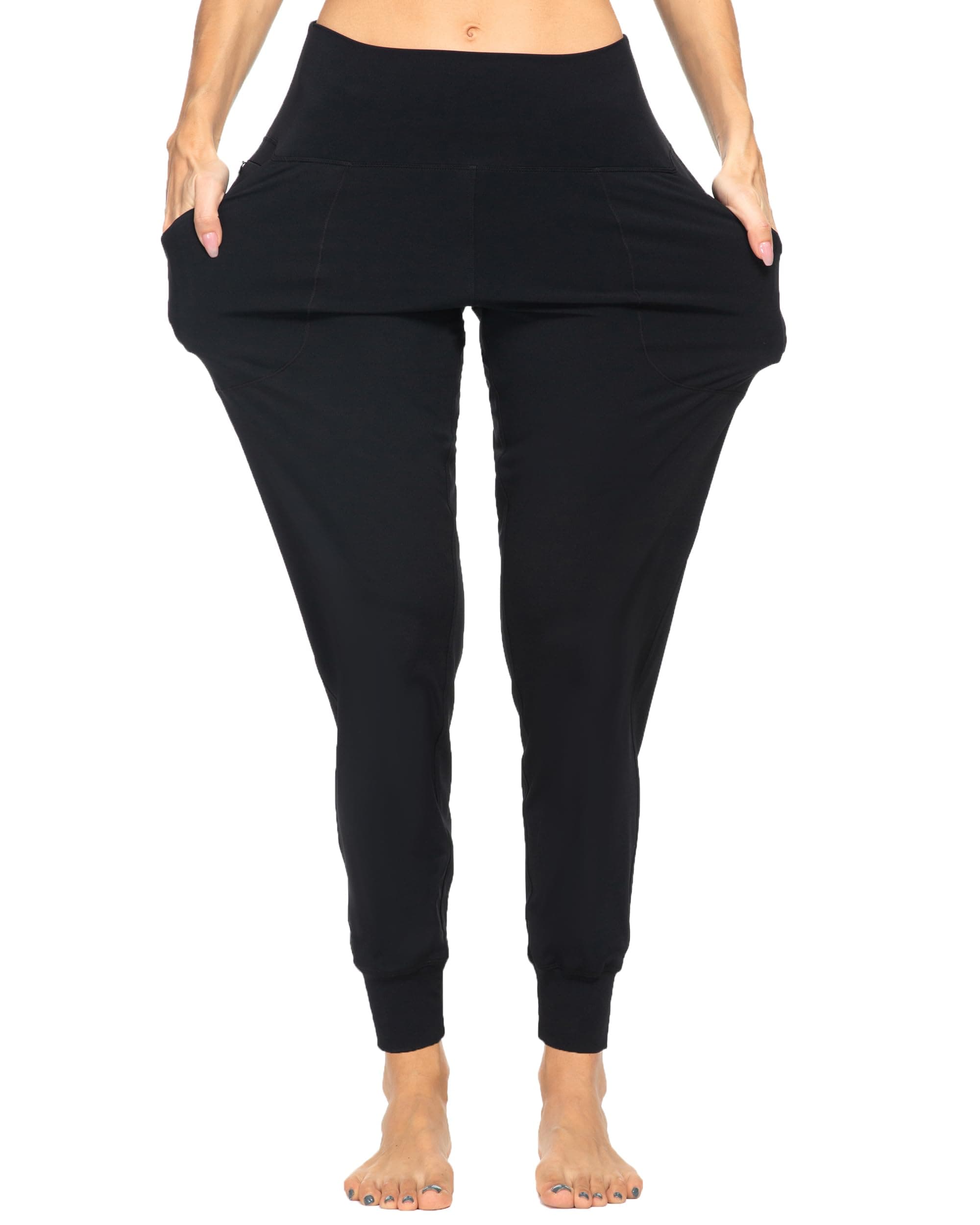 Kcutteyg Womens Joggers with Pockets, Lightweight Quick Dry Athletic Workout Soft Pants for Gym, Yoga, Running High Rise Large Black1