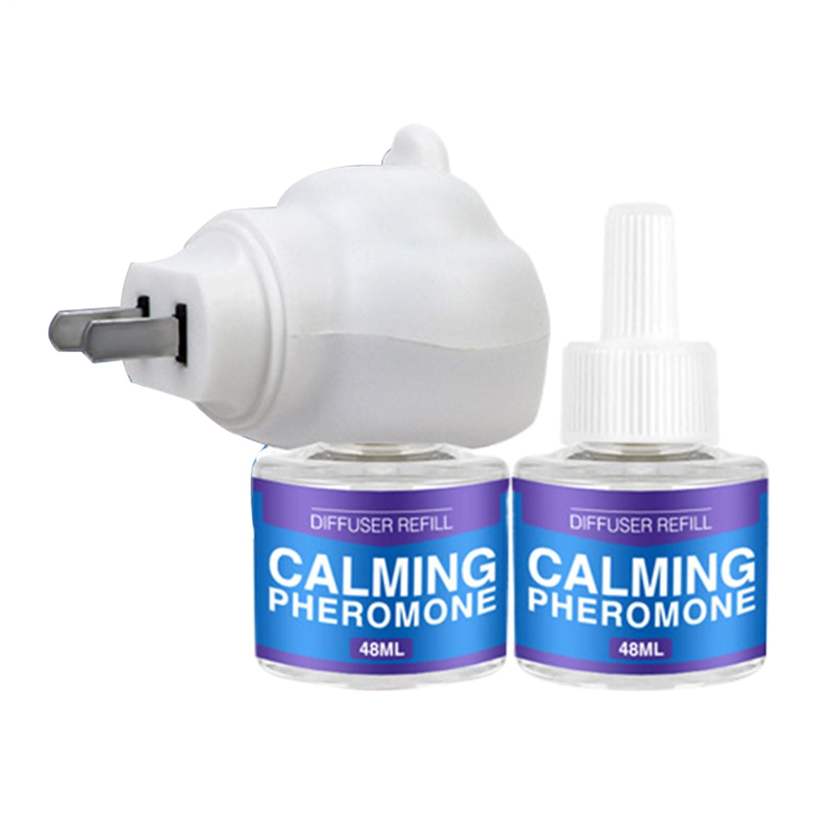 Dog Pheromone Diffuser – Pet Aggression Reduction Kit, Calming Relaxant with Refill, Indoor Outdoor Stress Relief | Soothing Solution for Puppies, Small, Medium, Large Dogs, Behavioral Support American standard flat plug